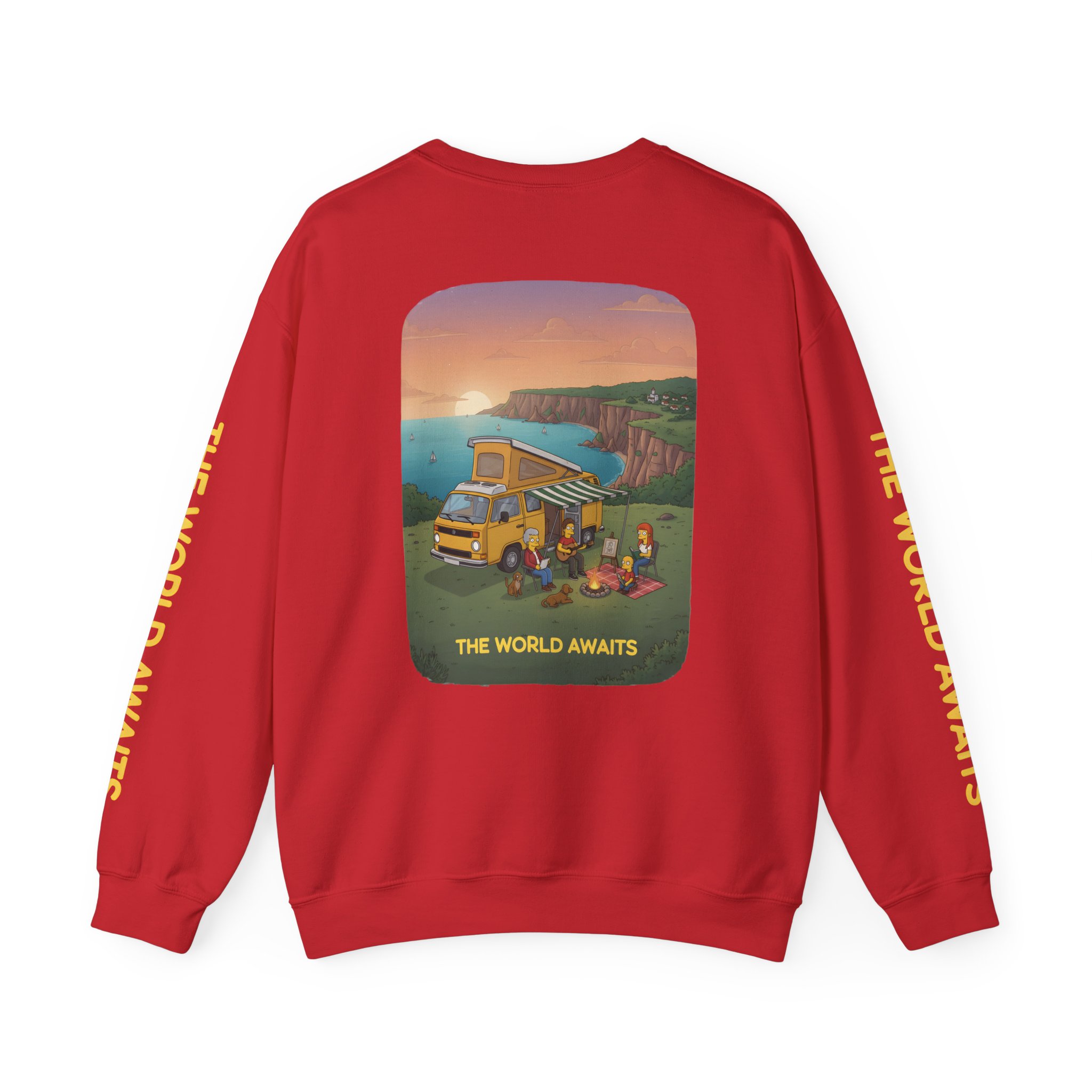 Unisex Heavy Blend™ Crewneck Sweatshirt — "The World Awaits" Design Sitcom-Line
