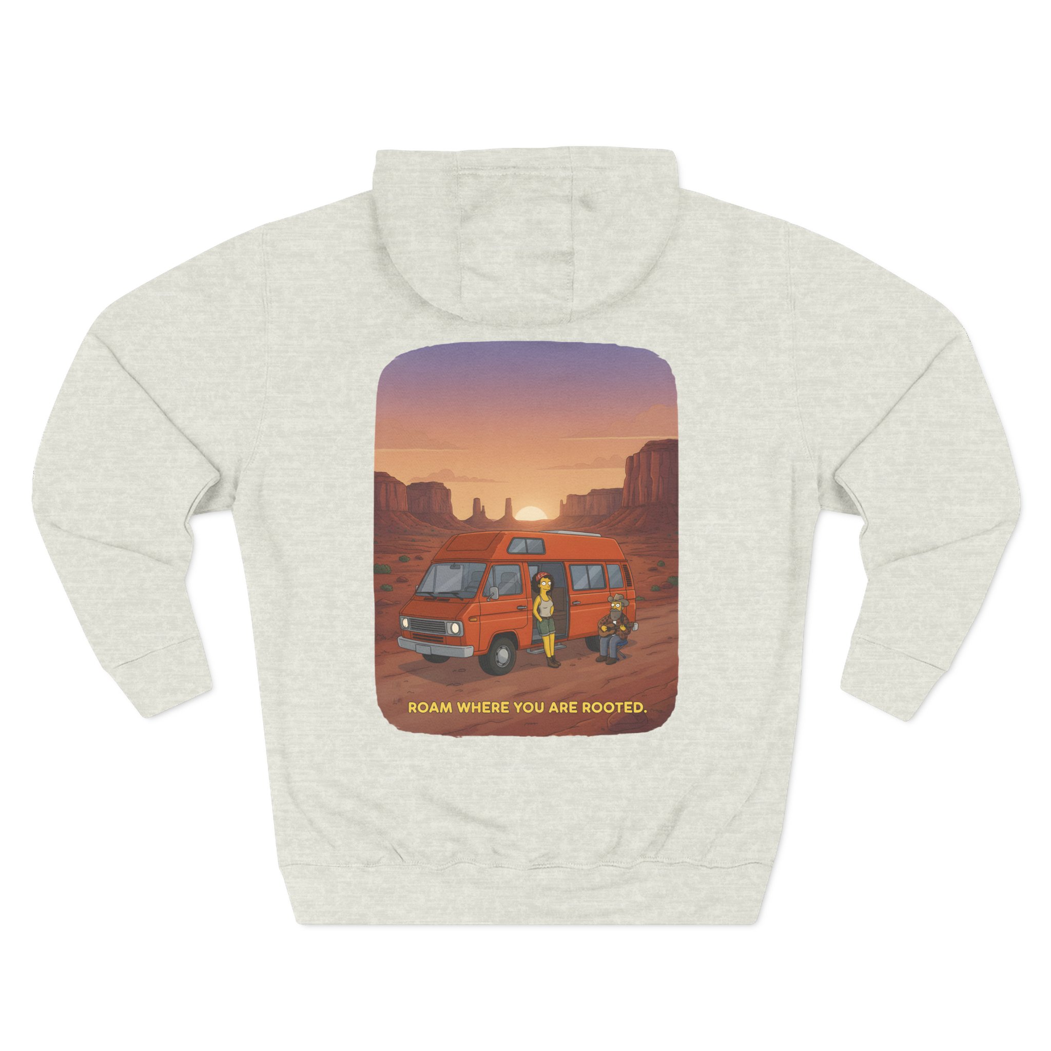 Three-Panel Fleece Hoodie - "Roam Where You Are Rooted" Design Sitcom-Line