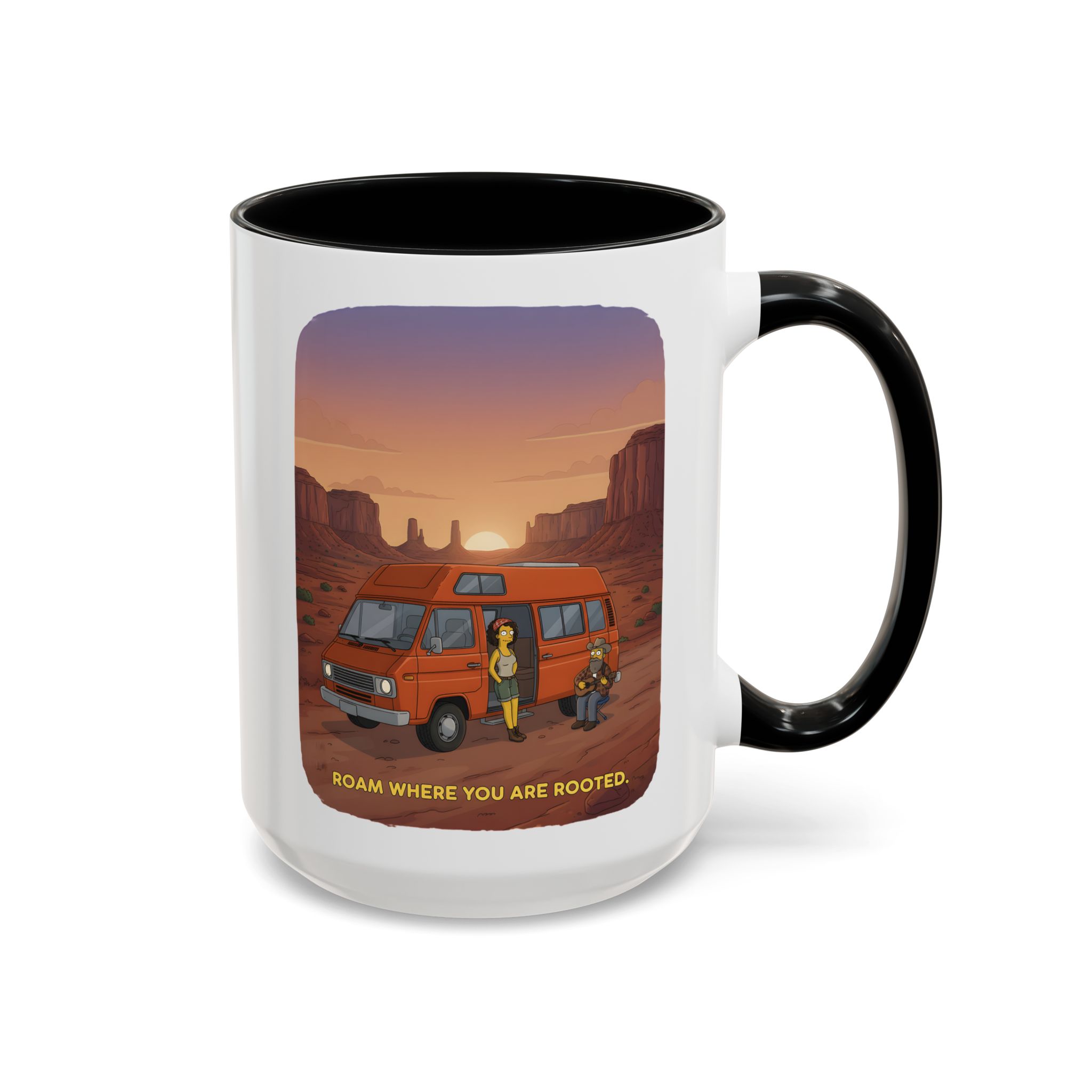 Accent Coffee Mug (11, 15oz) — "Roam Where You Are Rooted" Design Sitcom-Line