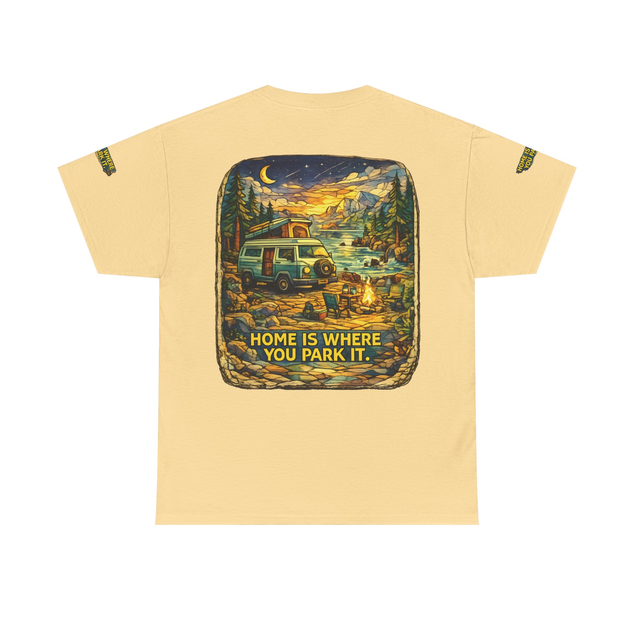 Unisex Heavy Cotton Tee — "Home Is Where You Park It" Design Cubic-Line