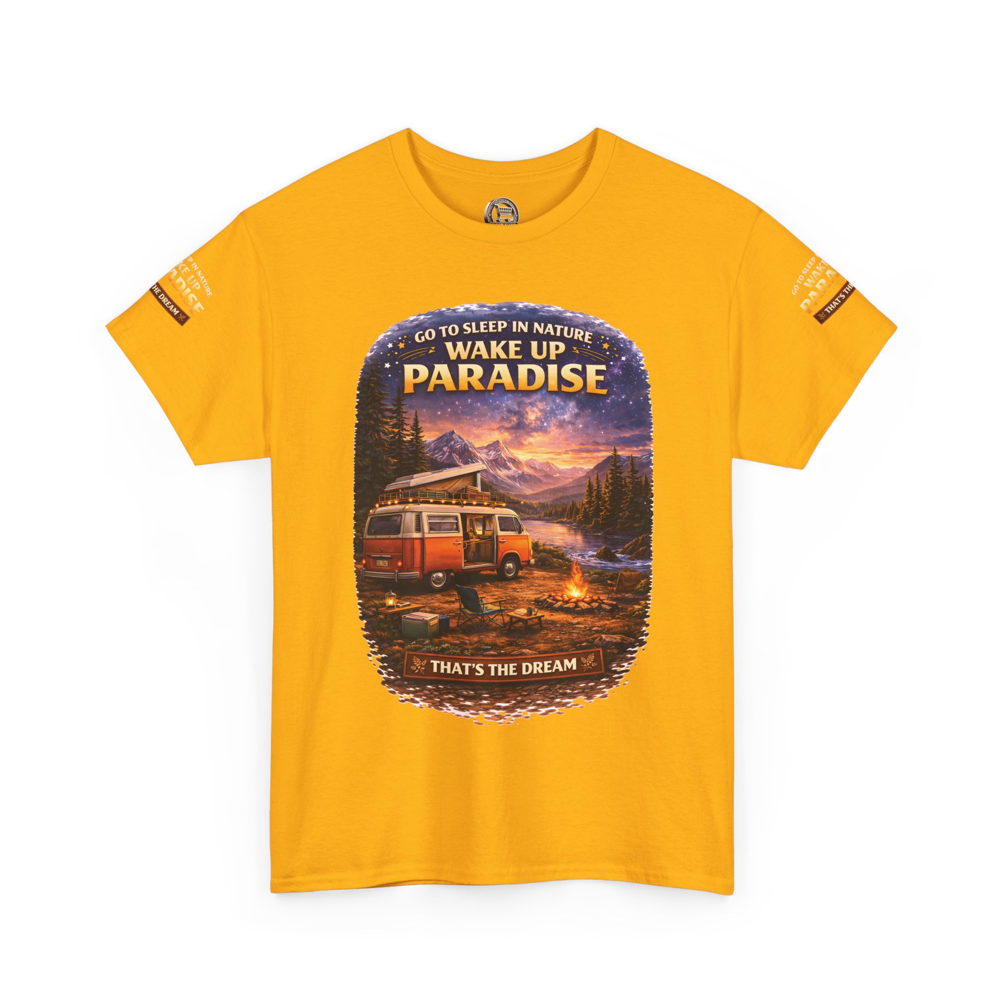 Unisex Heavy Cotton Tee — "Go To Sleep In Nature " Design Scenic-Line