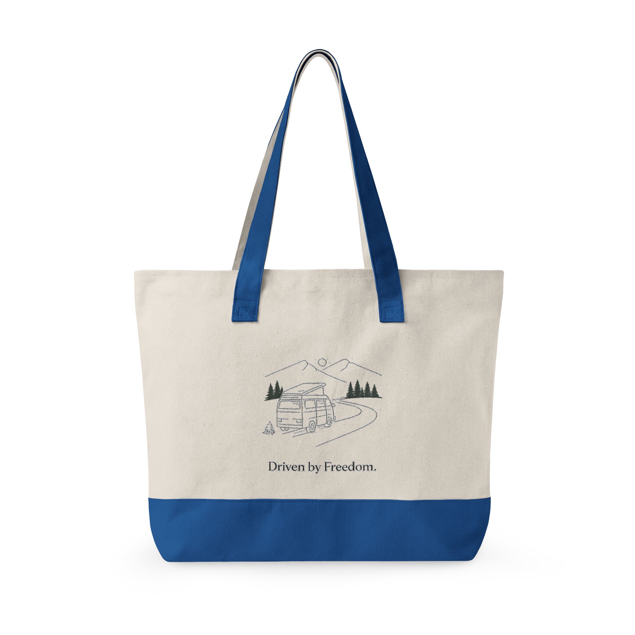 Zippered Canvas Tote — "Driven By Freedom" (Design Minimal-Line)