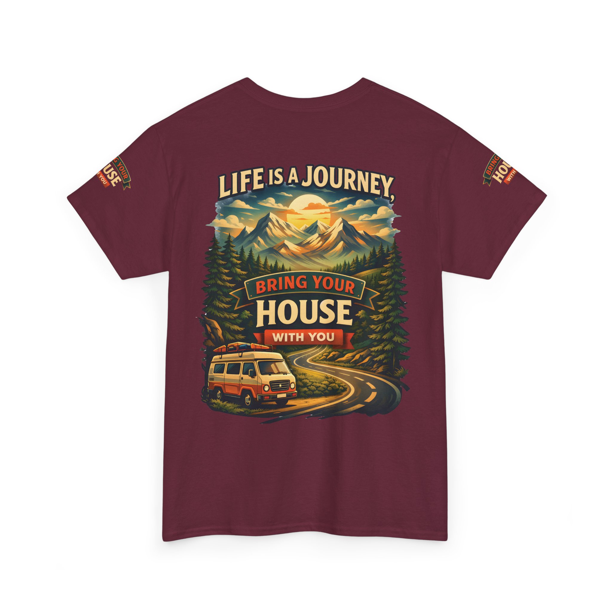 15359000305128849513_2048.jpeg Unisex Heavy Cotton Tee — "Live Is A Journey-Bring Your House With You" Design Scenic-Line