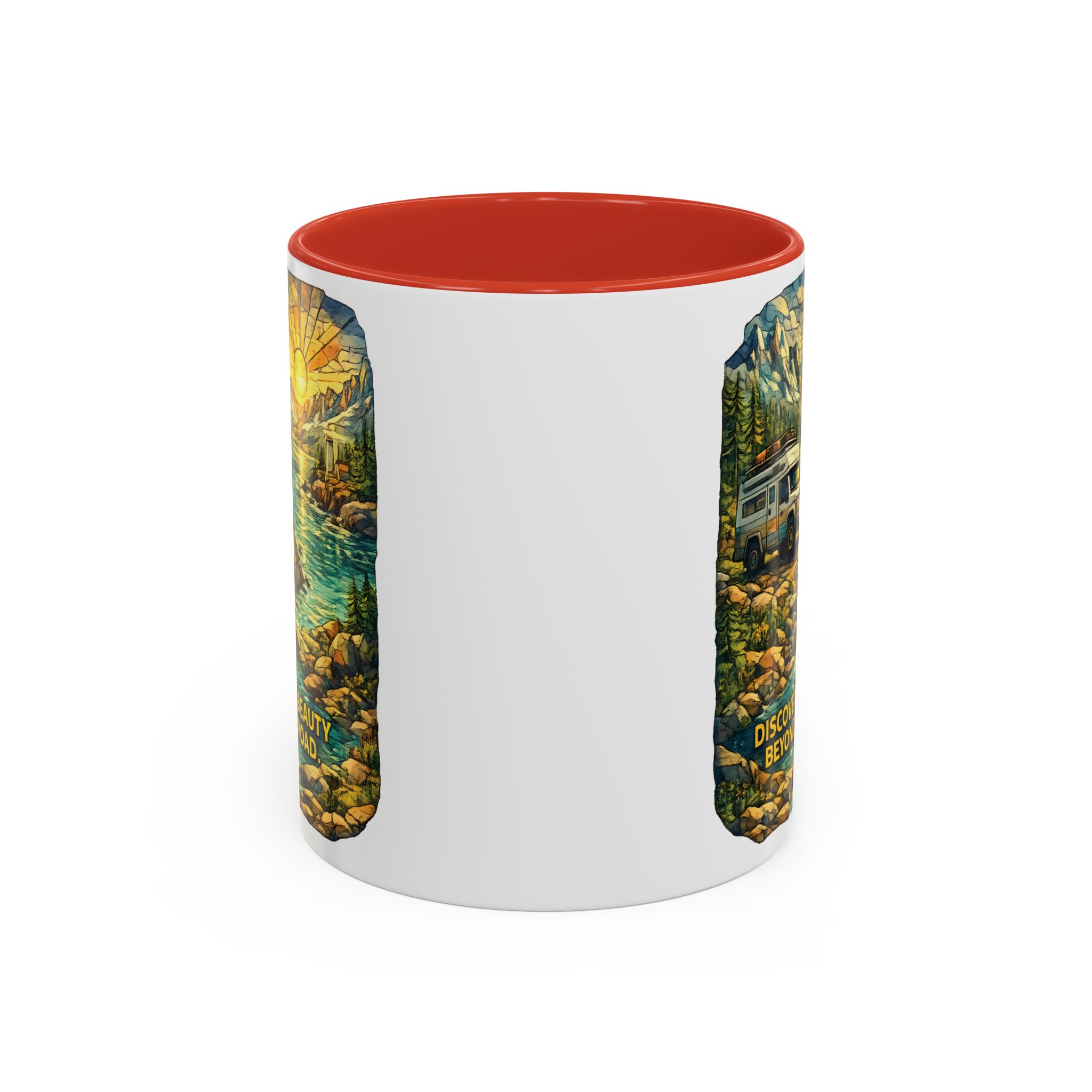 15360969377648619538_2048.jpeg Accent Coffee Mug (11, 15oz) — "Discover The Bieuty Beyond The Road" Design Cubic-Line
