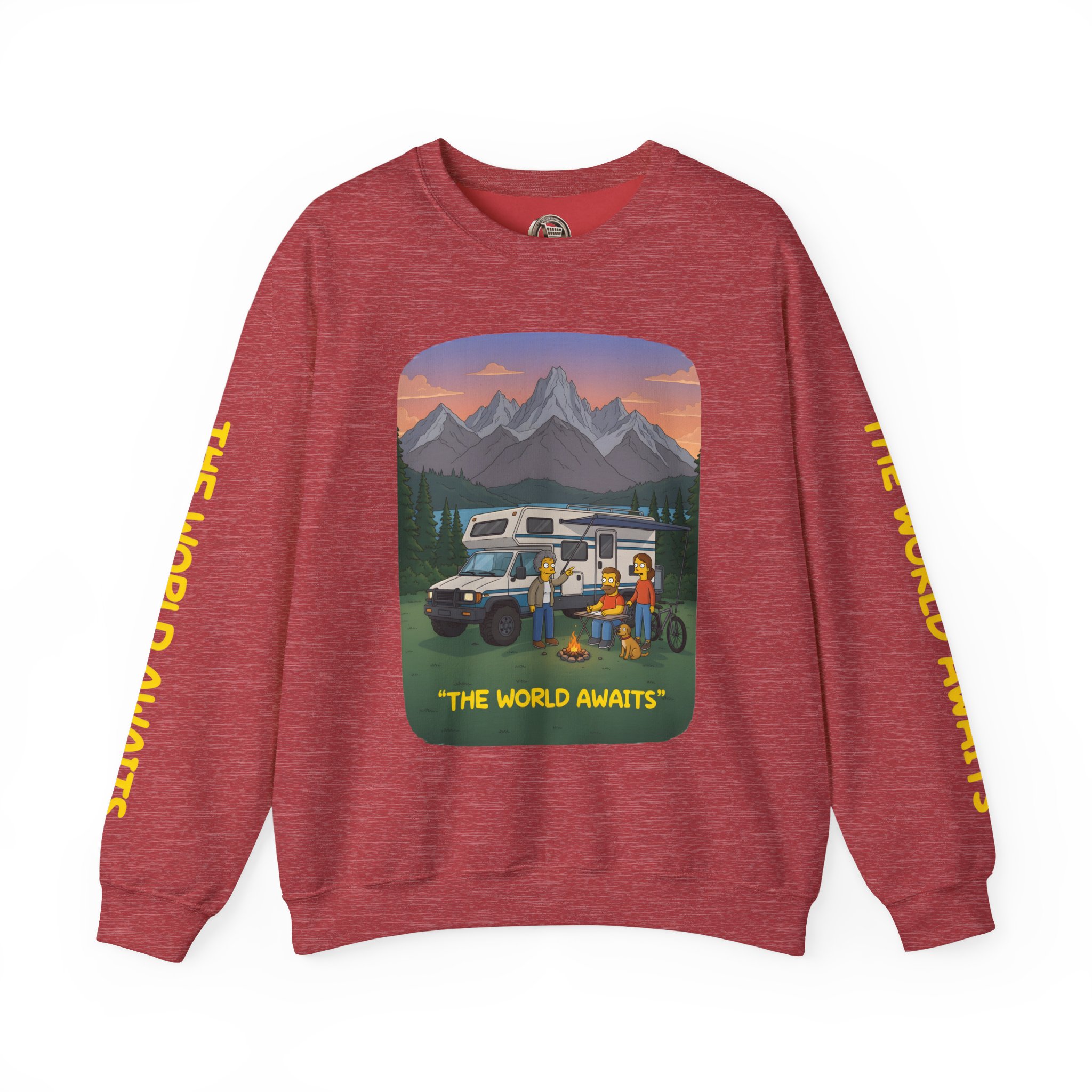 Unisex Heavy Blend™ Crewneck Sweatshirt — "The World Awaits" Design Sitcom-Line