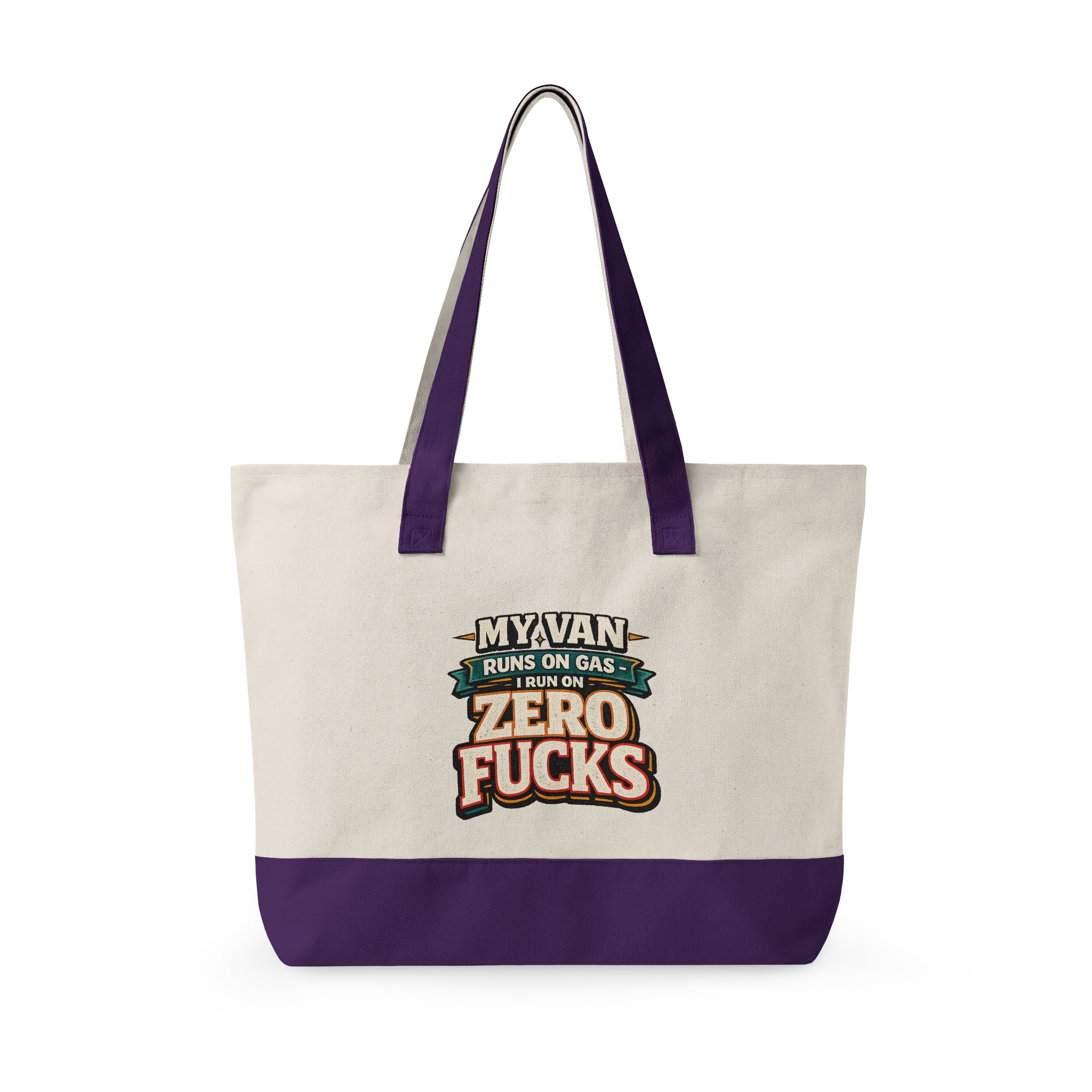 Zippered Canvas Tote — "My Van Runs On Gas" (Design F**K-Line)