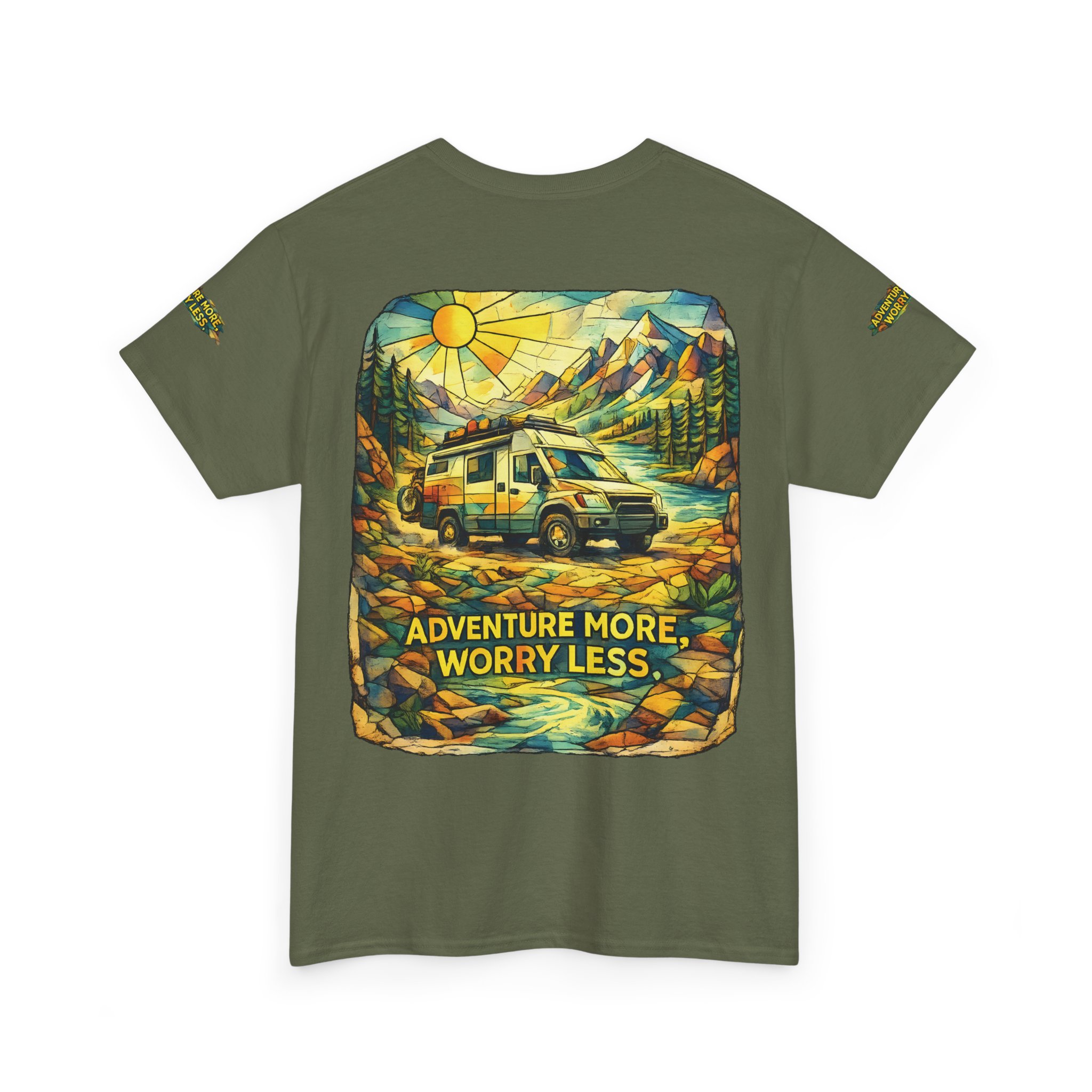 15369827297788467167_2048.jpeg Unisex Heavy Cotton Tee — "Adventure More Worry Less" Design Cubic-Line