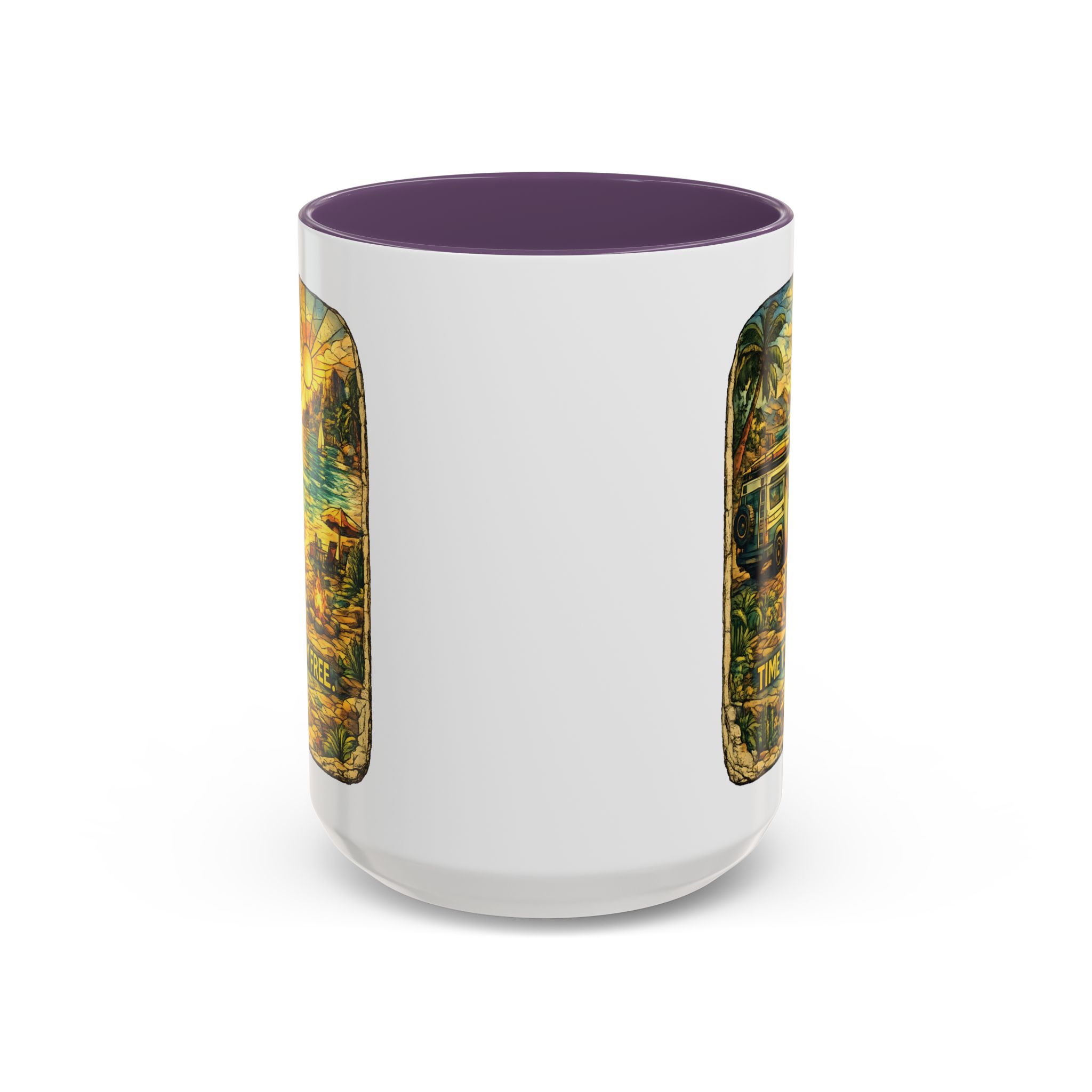 Accent Coffee Mug (11, 15oz) — "Time To Roam Free" Design Cubic-Line