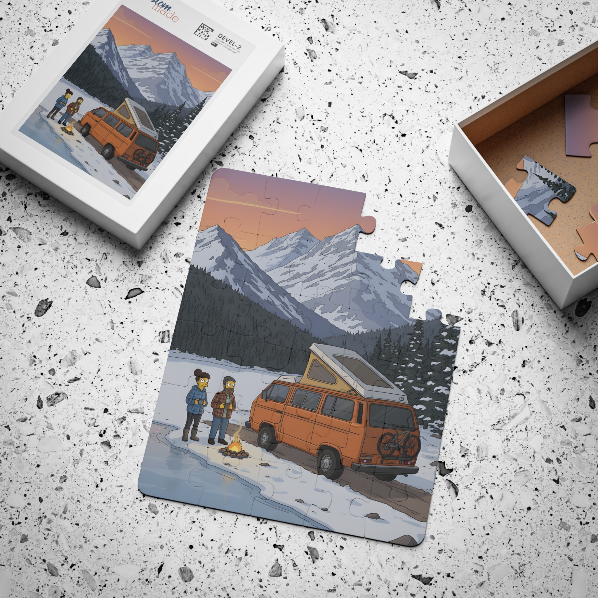 Kids' 30‑Piece Camping Puzzle — Winter Camper Van Scene