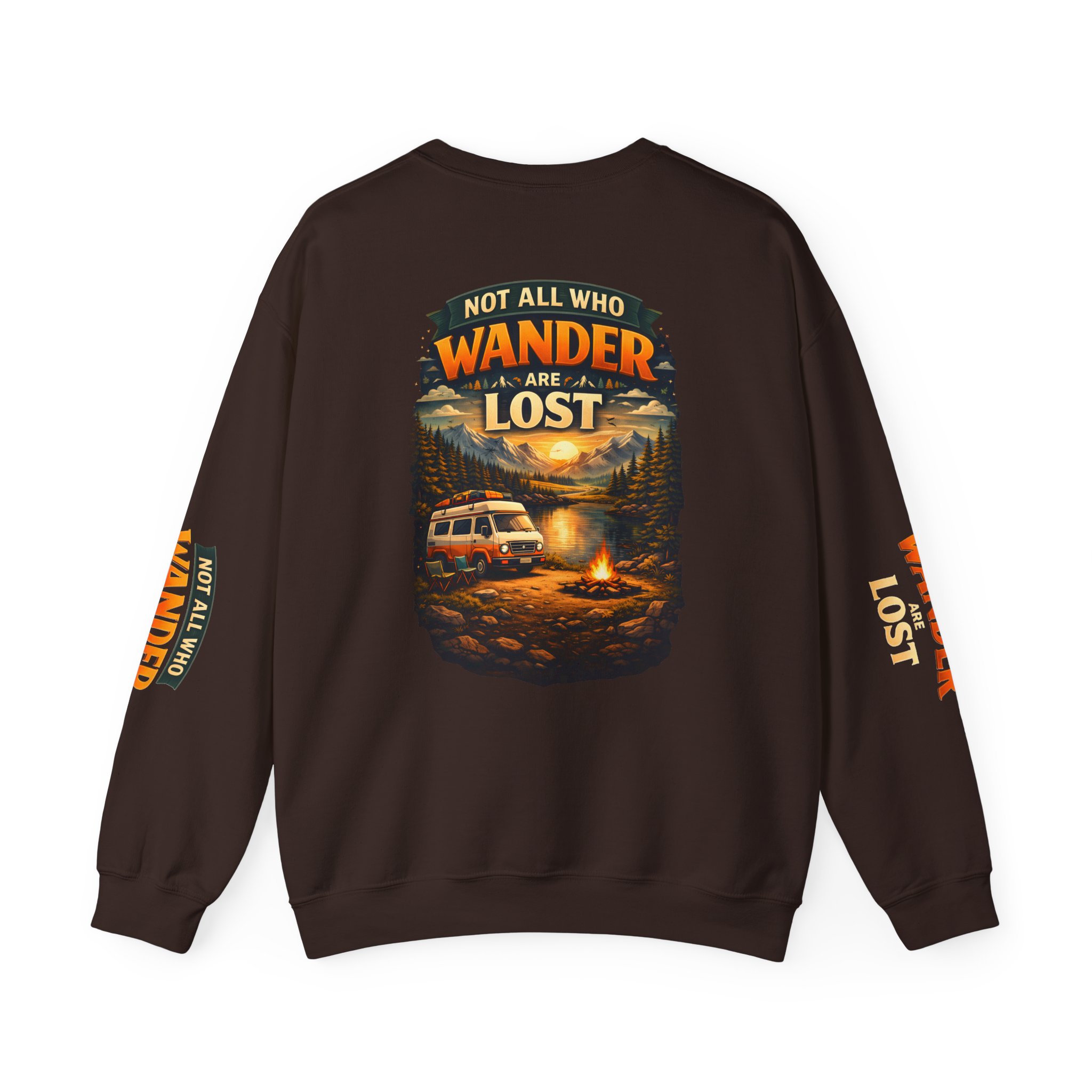 Unisex Heavy Blend™ Crewneck Sweatshirt — "Not All Who Wander Are Lost" Design Scenic-Line