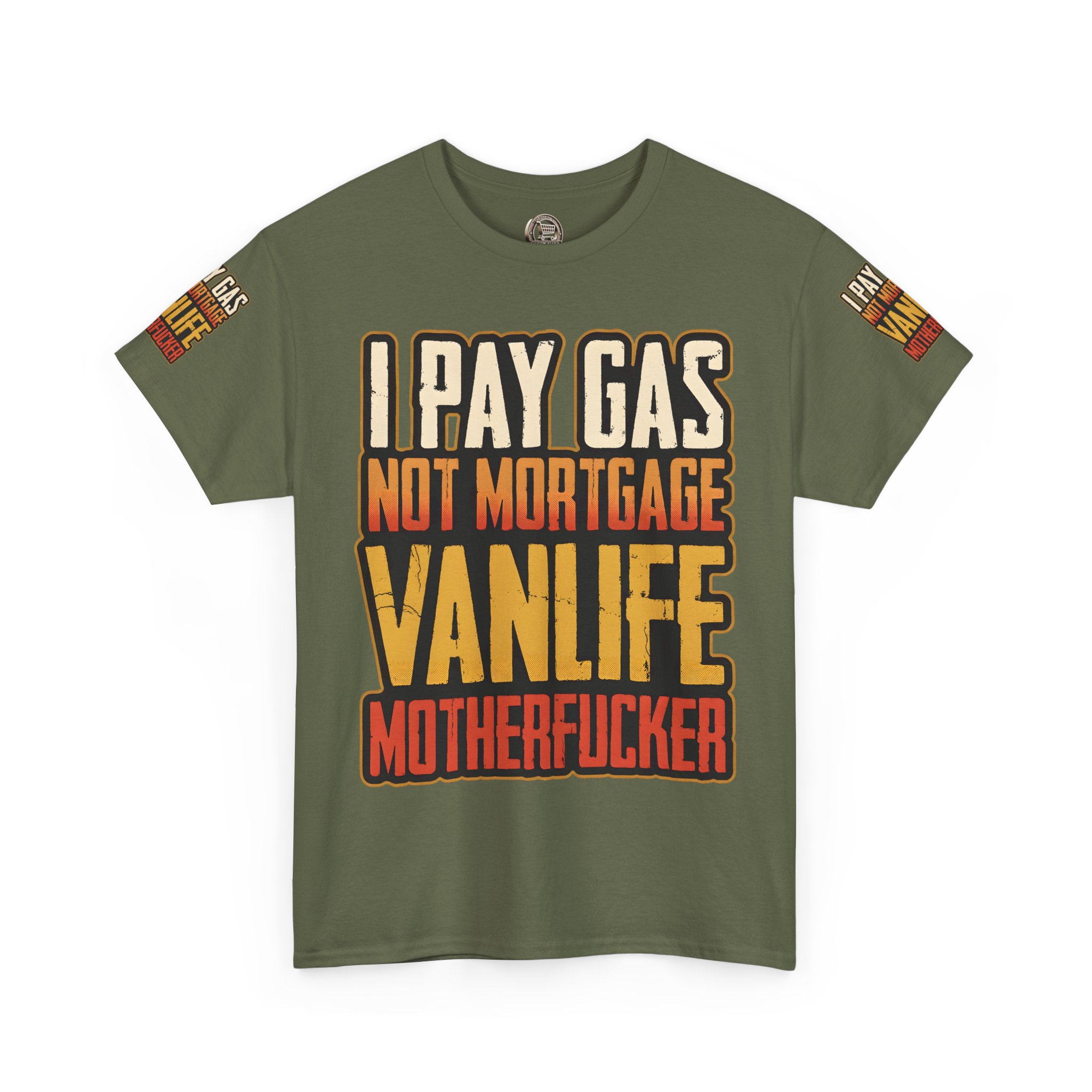 Unisex Heavy Cotton Tee — "I Pay Gas Not Mortgage" Design F**K-Line