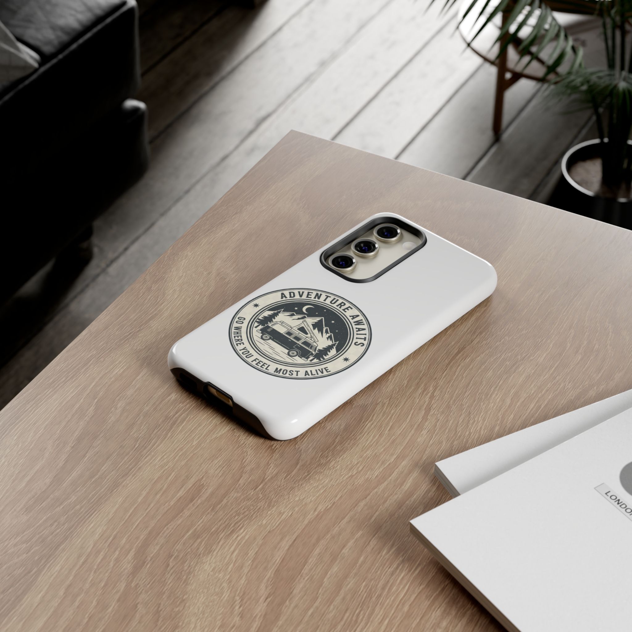 Phone Case — "Adventure Awaits-Go Where You Feel Most Alive" Camper Van Design