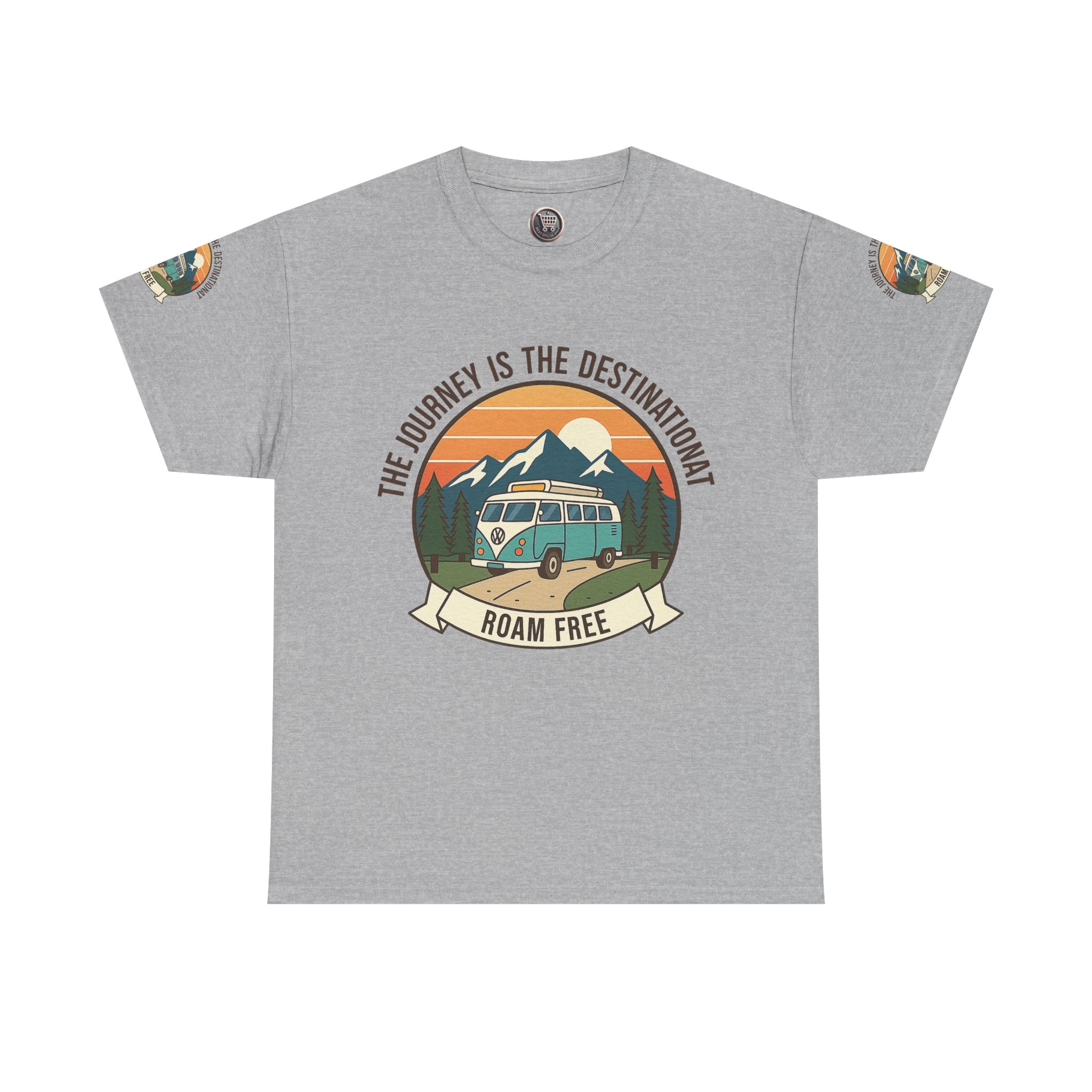 Unisex Heavy Cotton Tee — "The Journey Is The Destination" Roam Free Travel Shirt