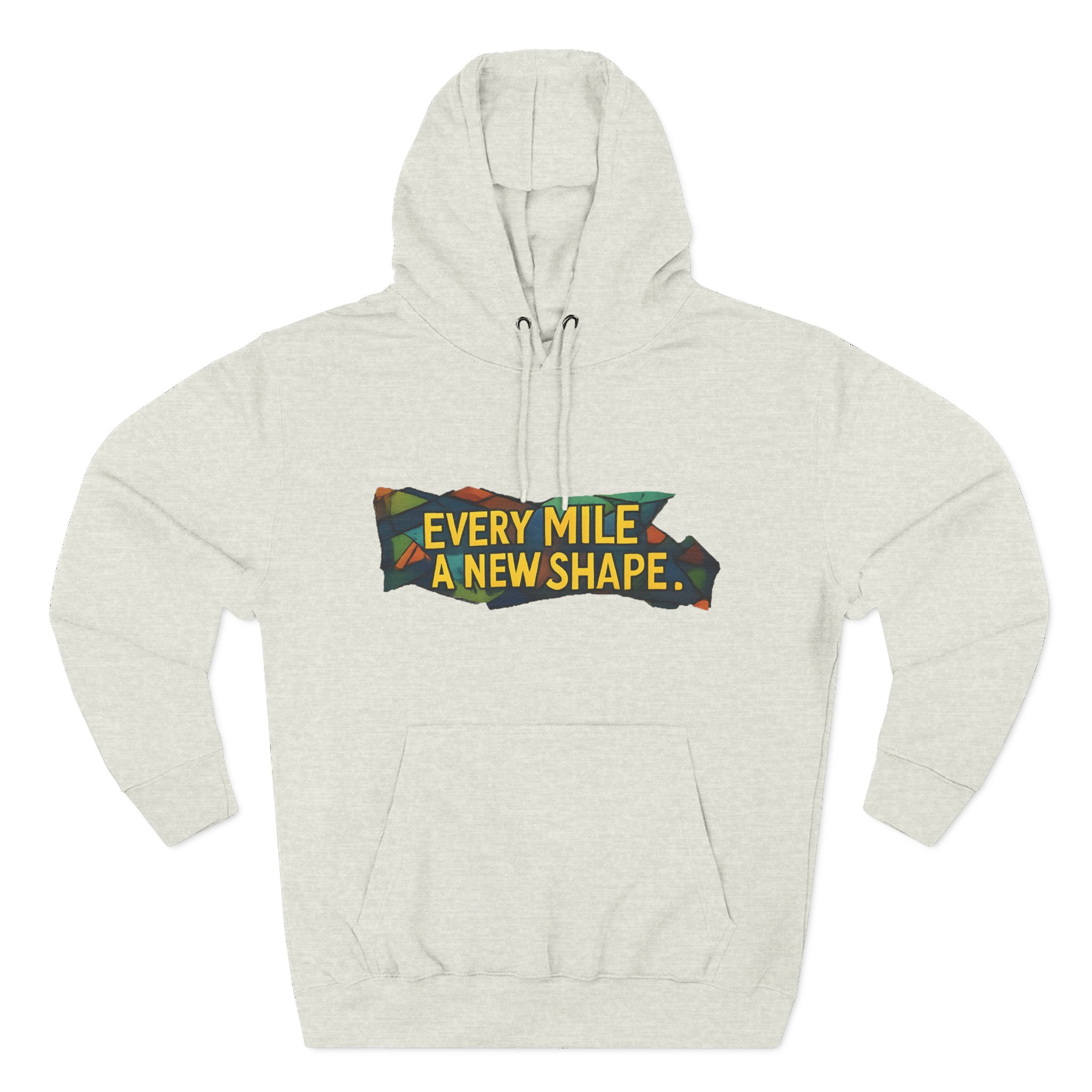 Three-Panel Fleece Hoodie - "Every Mile A New Shape" Design Cubic-Line