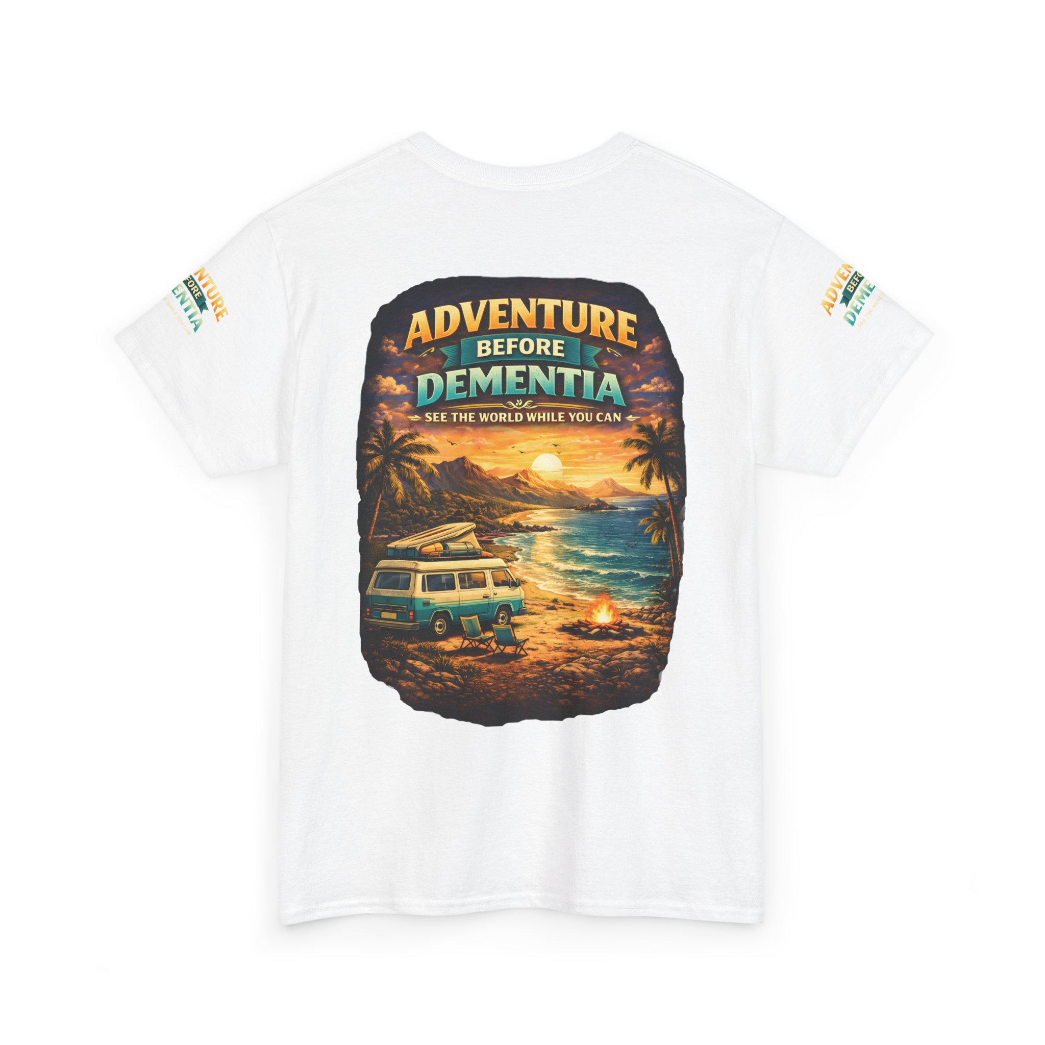 Unisex Heavy Cotton Tee — "Adventure Before Dementia" Design Scenic-Line
