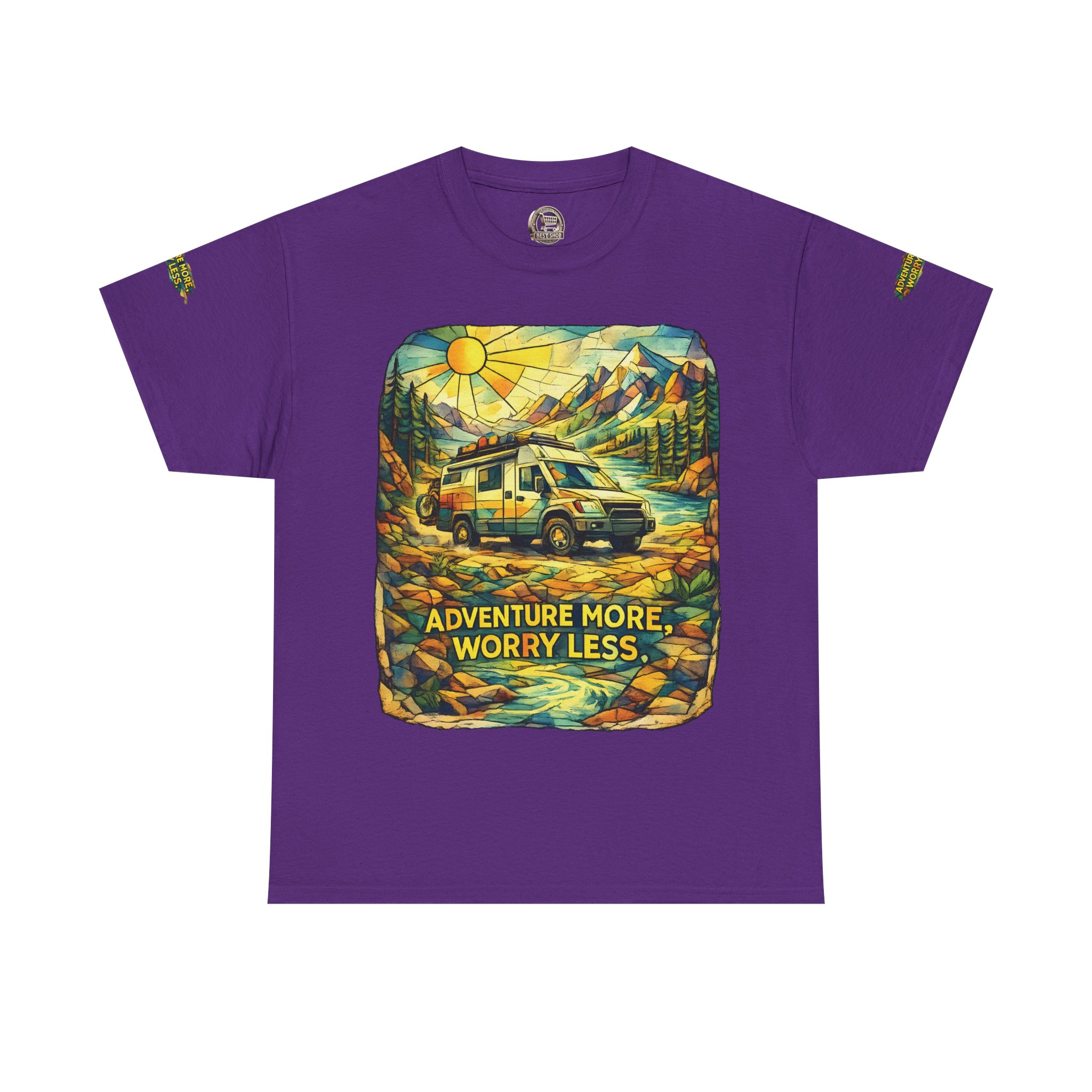 15392178550728472692_2048.jpeg Unisex Heavy Cotton Tee — "Adventure More Worry Less" Design Cubic-Line