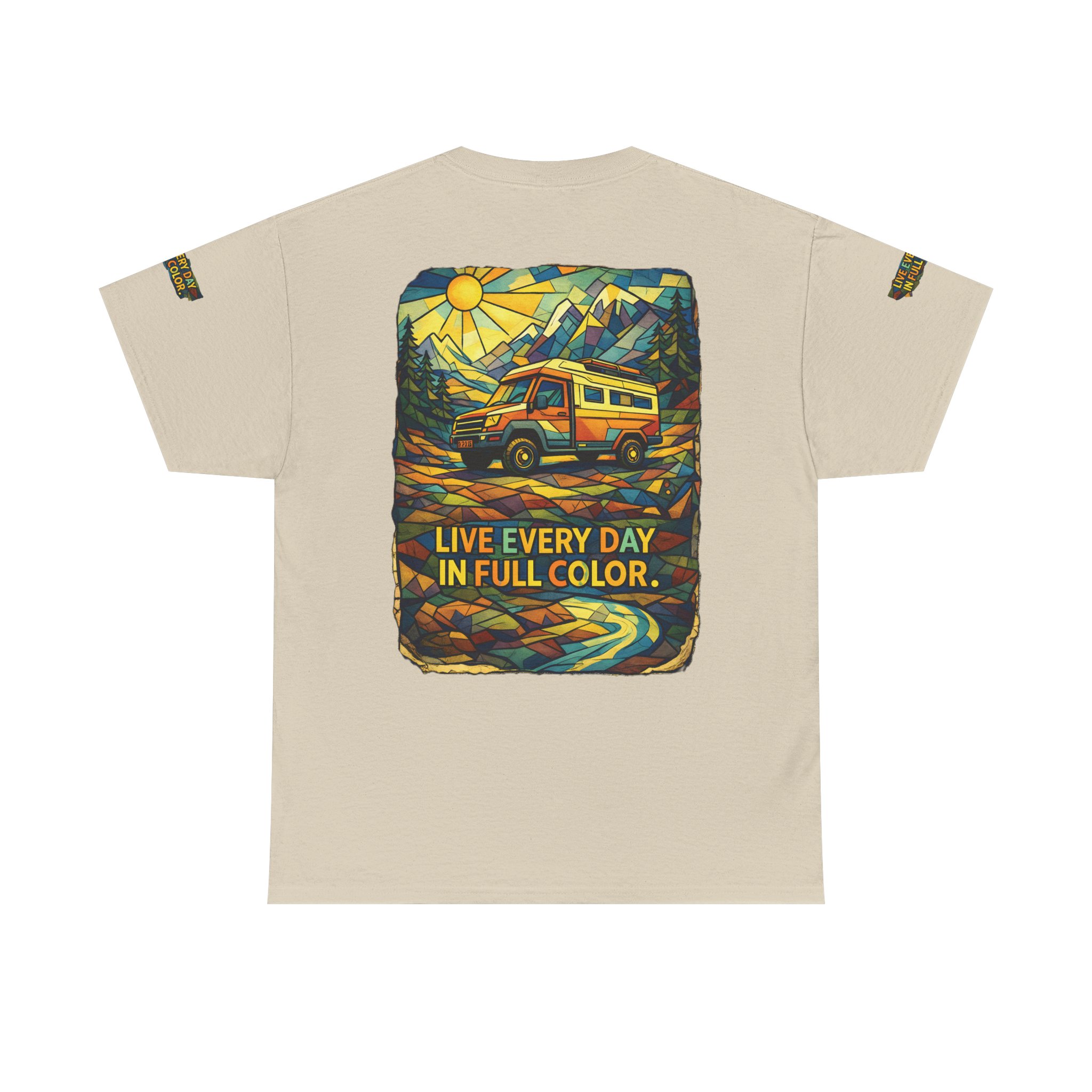 15394495555470144567_2048.jpeg Unisex Heavy Cotton Tee — "Live Life Every Day In Full Color" Design Cubic-Line