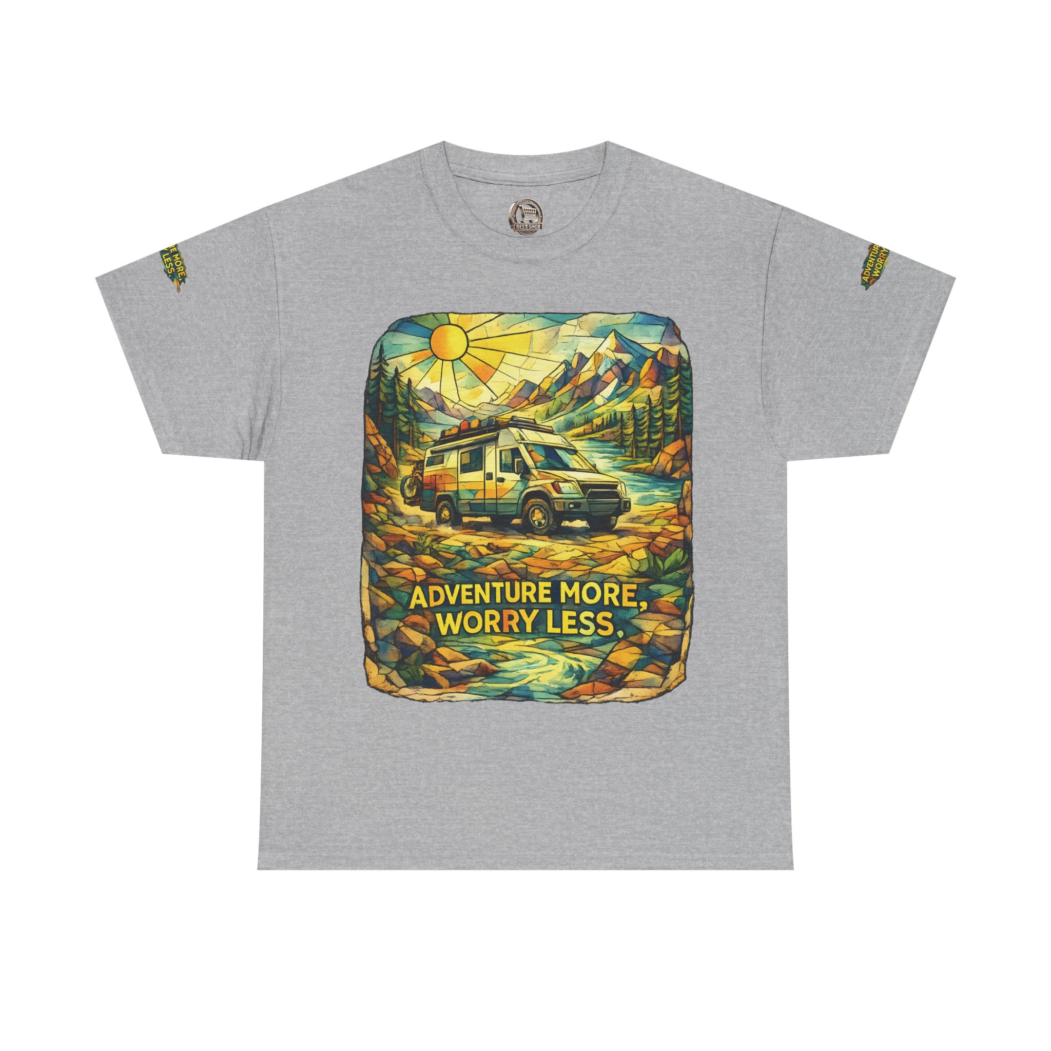 15394682733314315842_2048.jpeg Unisex Heavy Cotton Tee — "Adventure More Worry Less" Design Cubic-Line