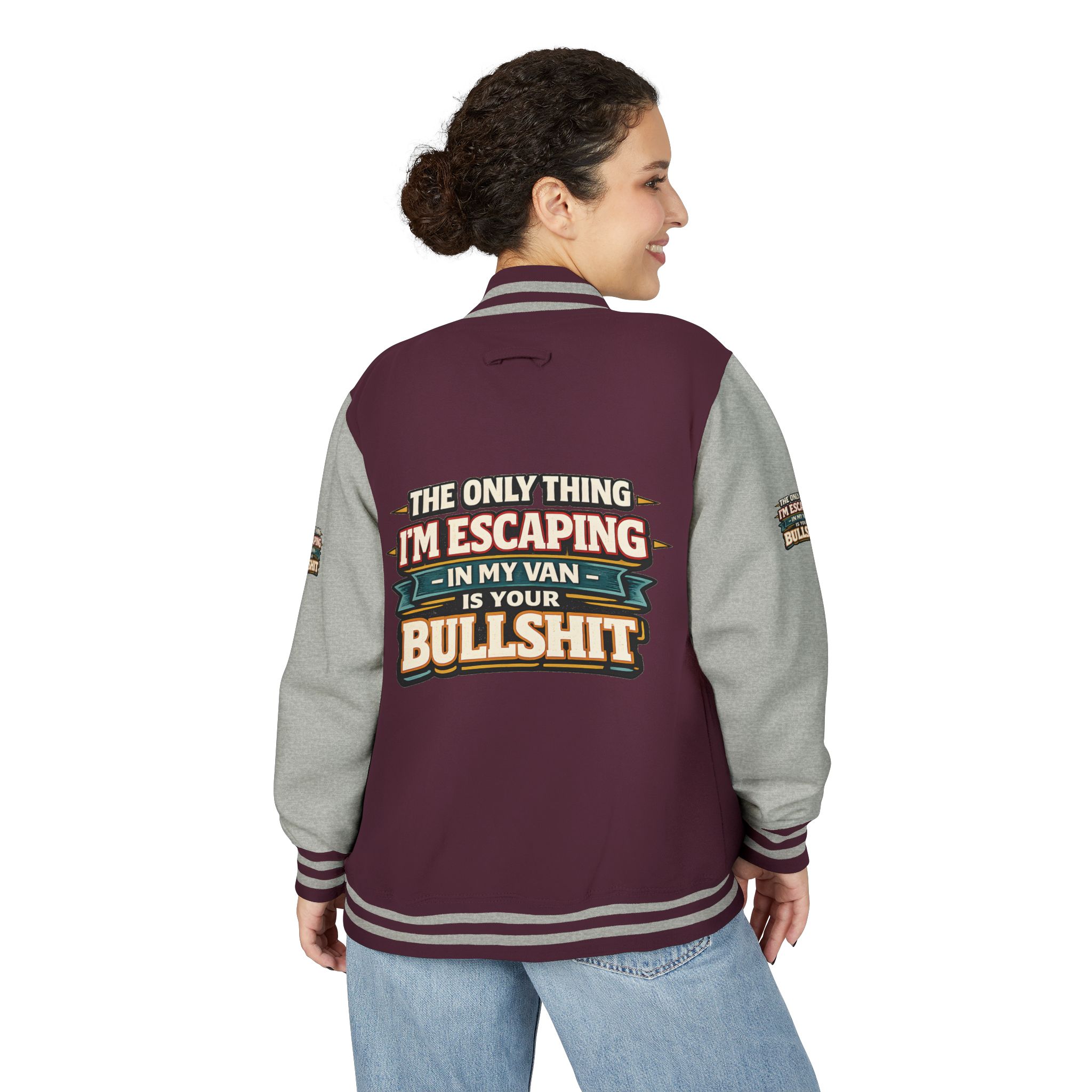 Unisex Heavyweight Letterman Jacket — "The Only Thing I´m Escaping" Design F**K-Line