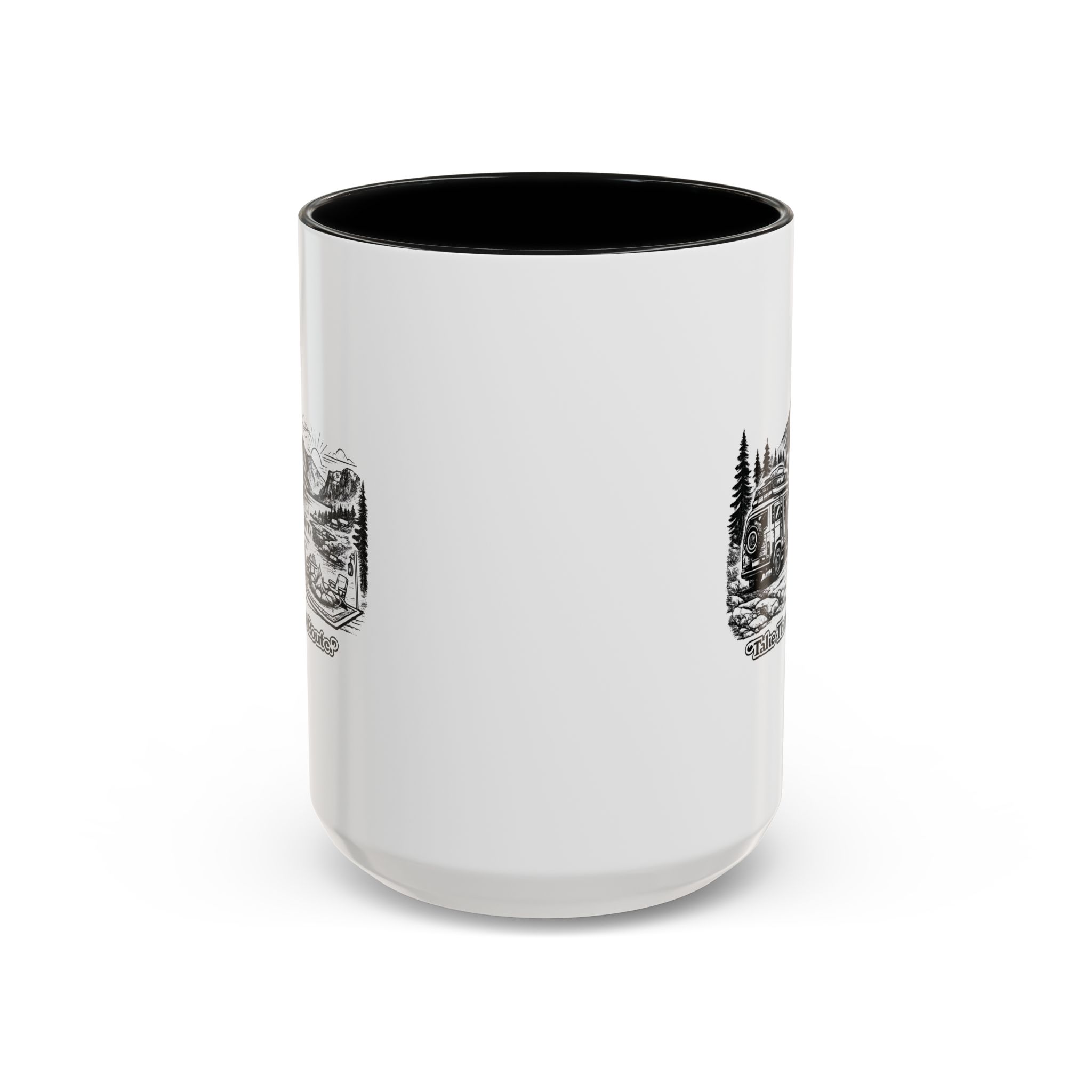 Accent Coffee Mug (11, 15oz) — "Take The Scenic Route" Design Minimal-Line