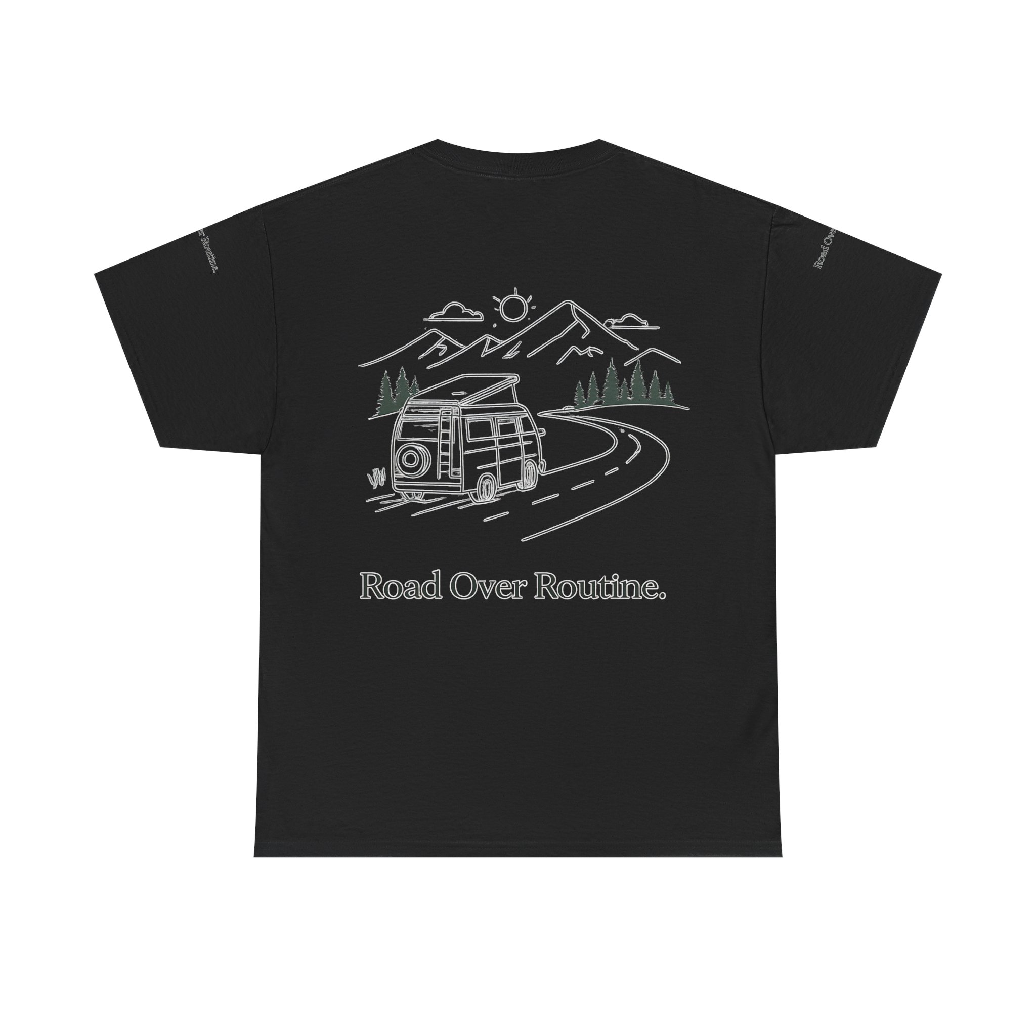 Unisex Heavy Cotton Tee — "Road Over Routine" Design Minimal-Line