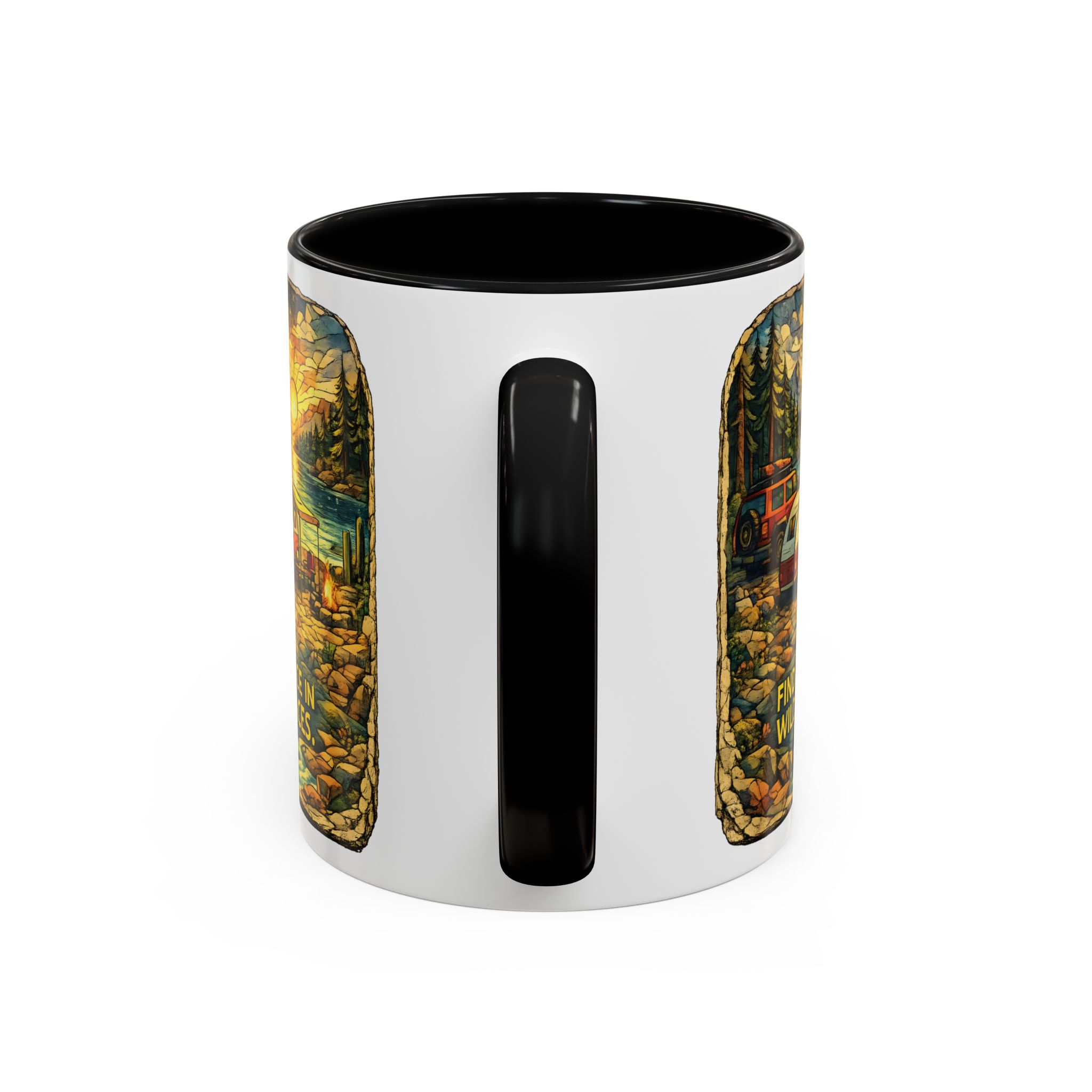 Accent Coffee Mug (11, 15oz) — "Find Peace In Wild Places" Design Cubic-Line
