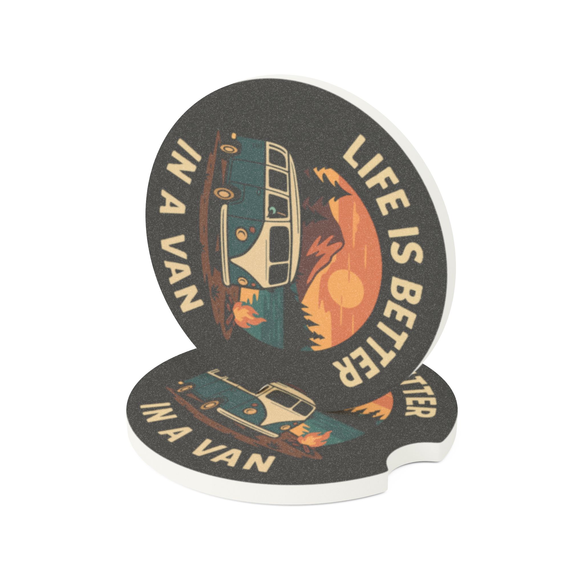 Soapstone Car Coaster — “Life Is Better in a Van” Vintage Camper Design