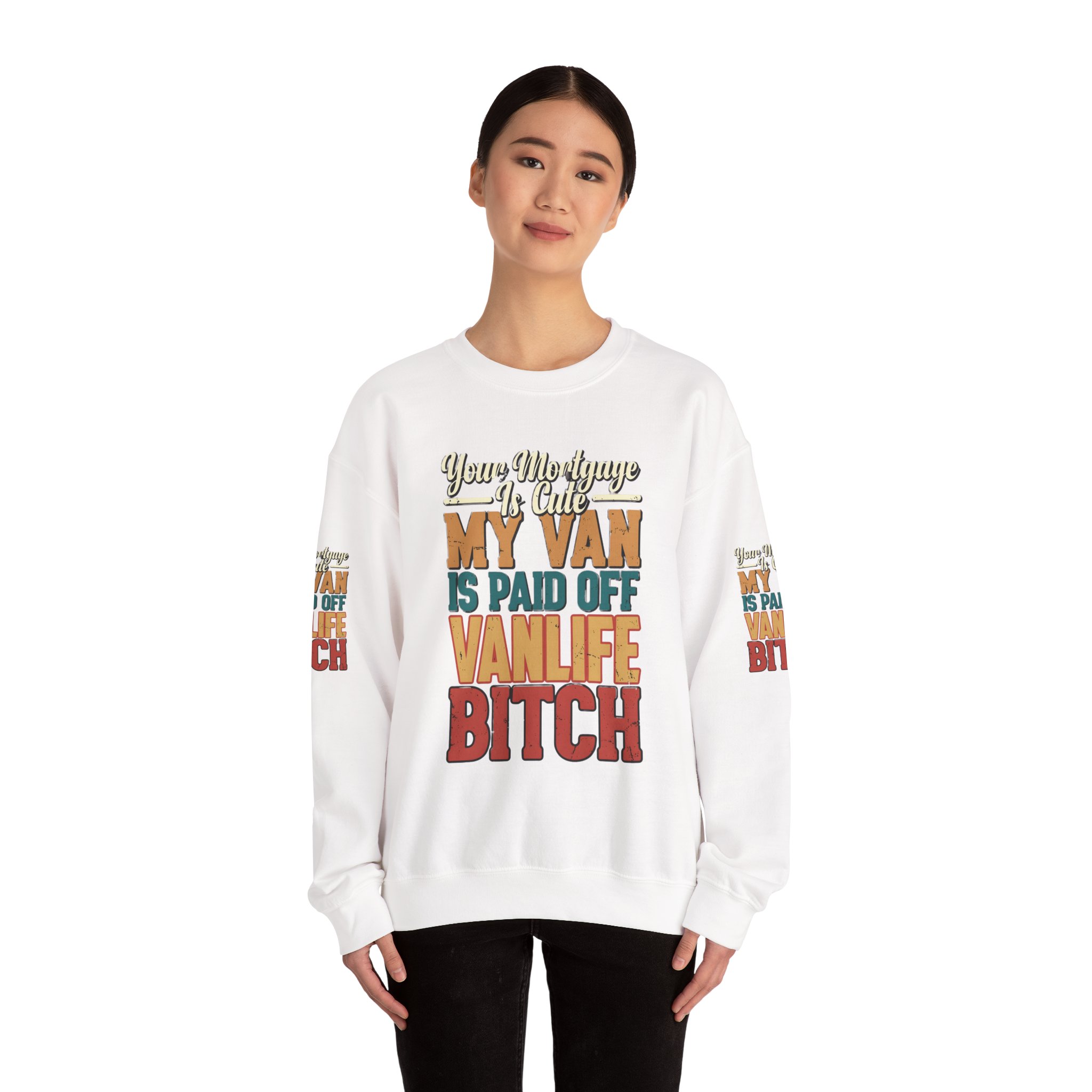 Unisex Heavy Blend™ Crewneck Sweatshirt — "Your Mortgage Is Cute" Design F**K-Line