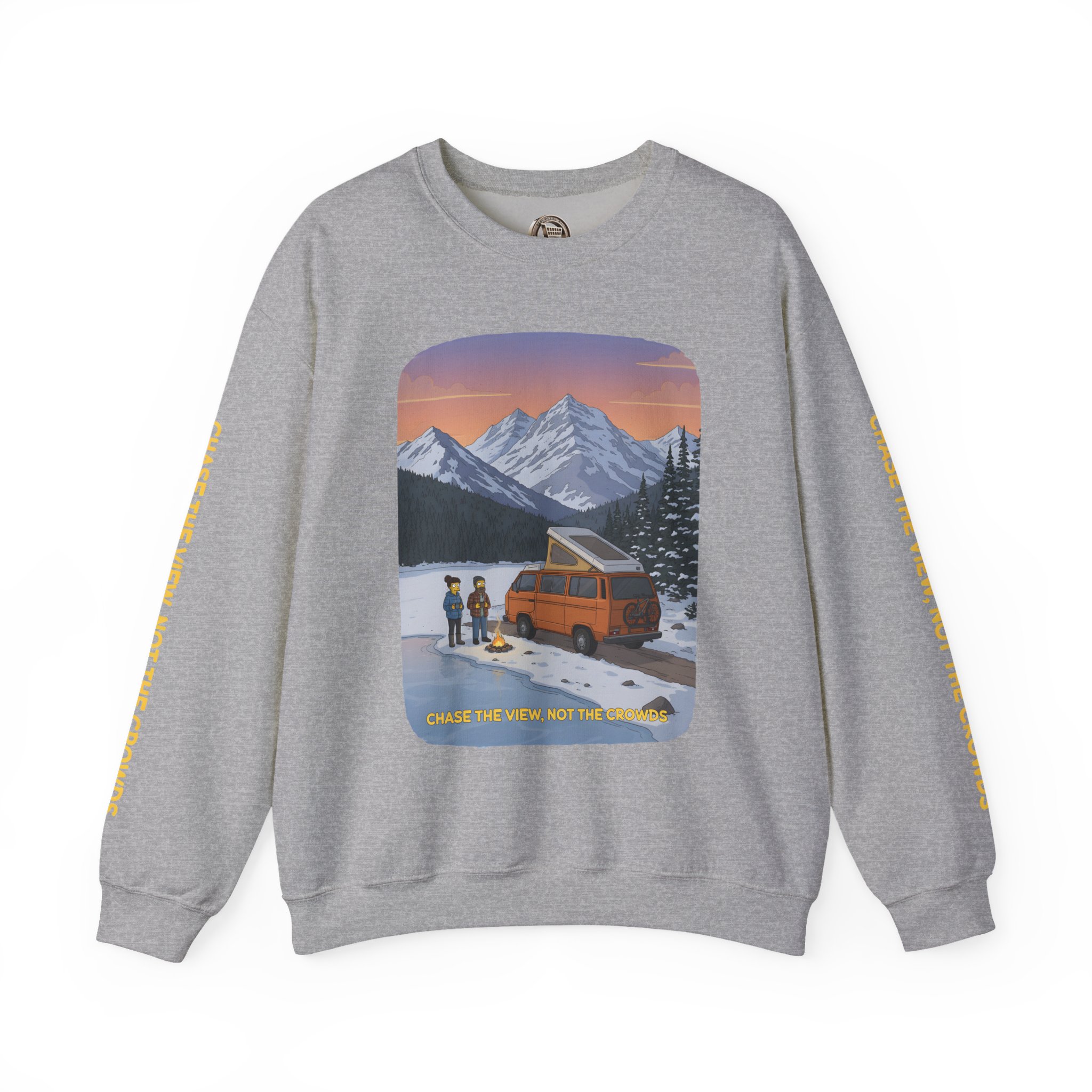 Unisex Heavy Blend™ Crewneck Sweatshirt — "Chase The Views-Not The Crowds"" Design Sitcom-Line