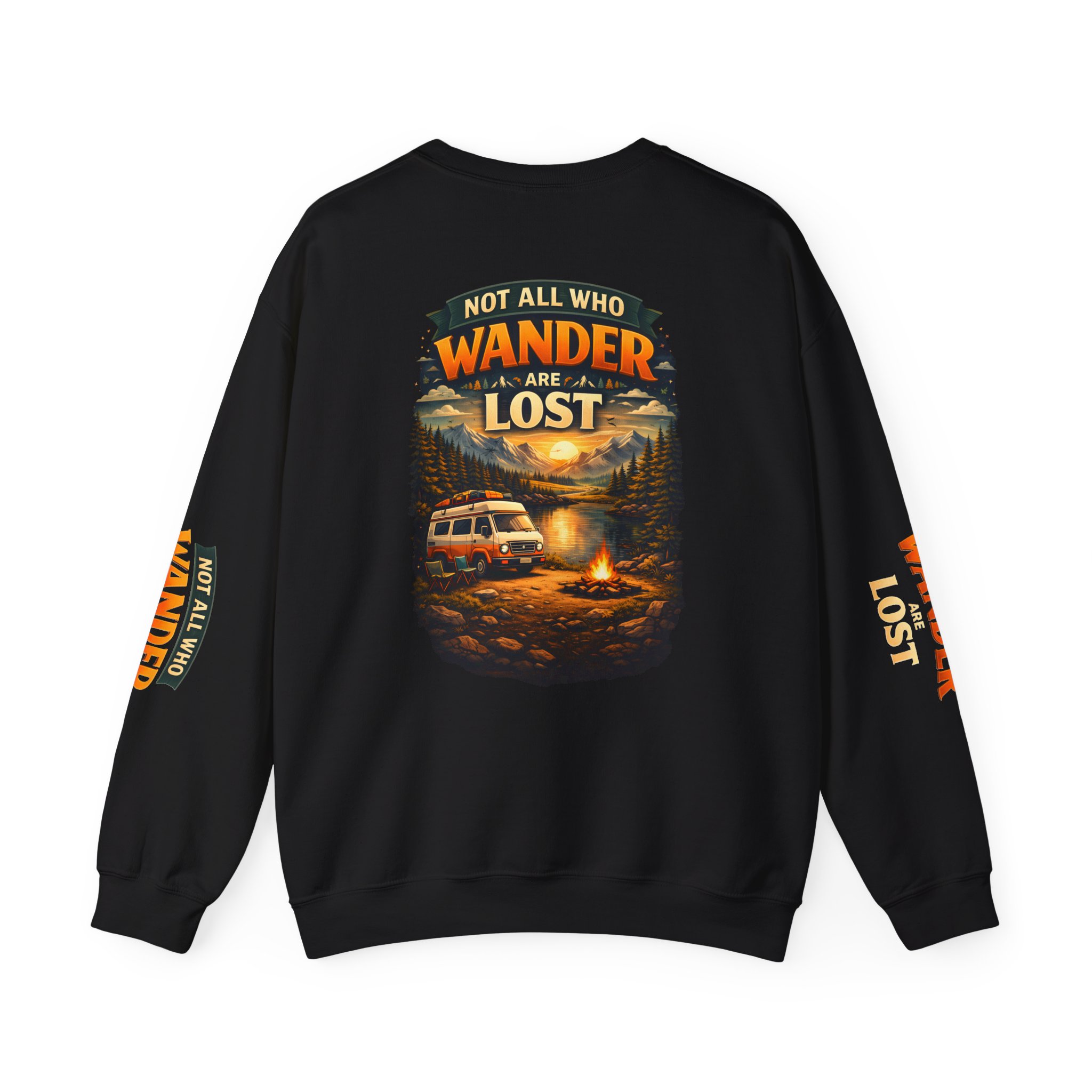 Unisex Heavy Blend™ Crewneck Sweatshirt — "Not All Who Wander Are Lost" Design Scenic-Line