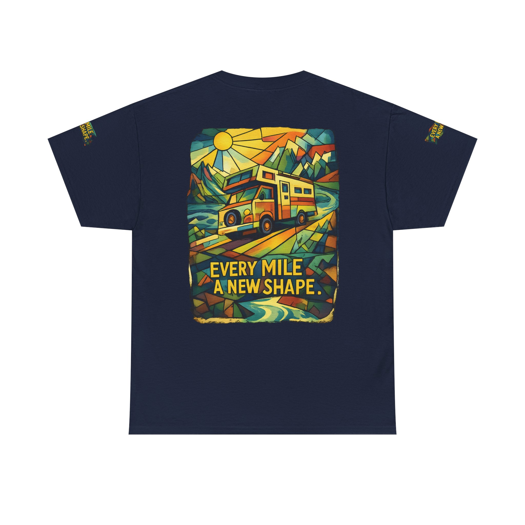 Unisex Heavy Cotton Tee — "Every Mile A New Shape" Design Cubic-Line