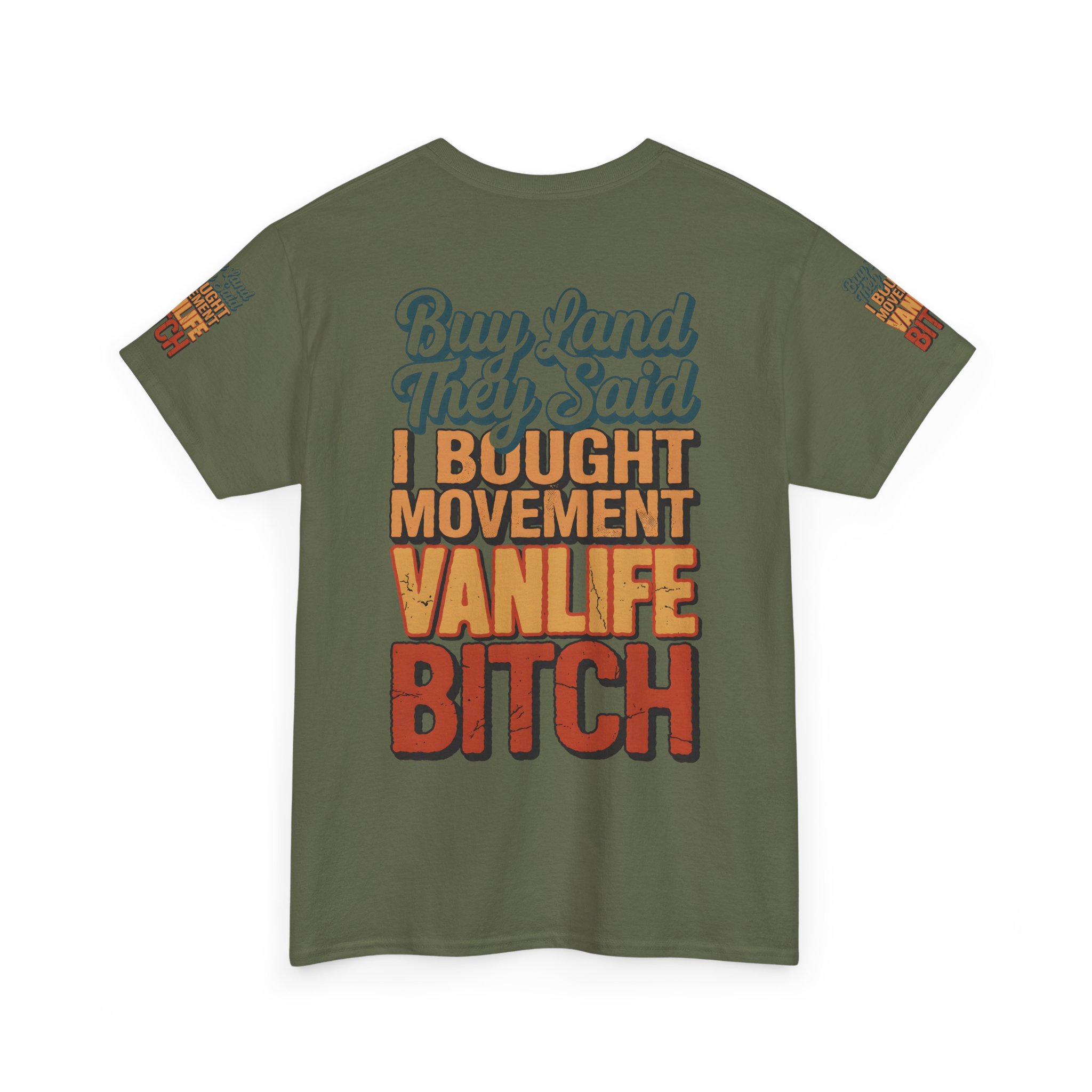 Unisex Heavy Cotton Tee — "Buy Land They Said" Design F**K-Line