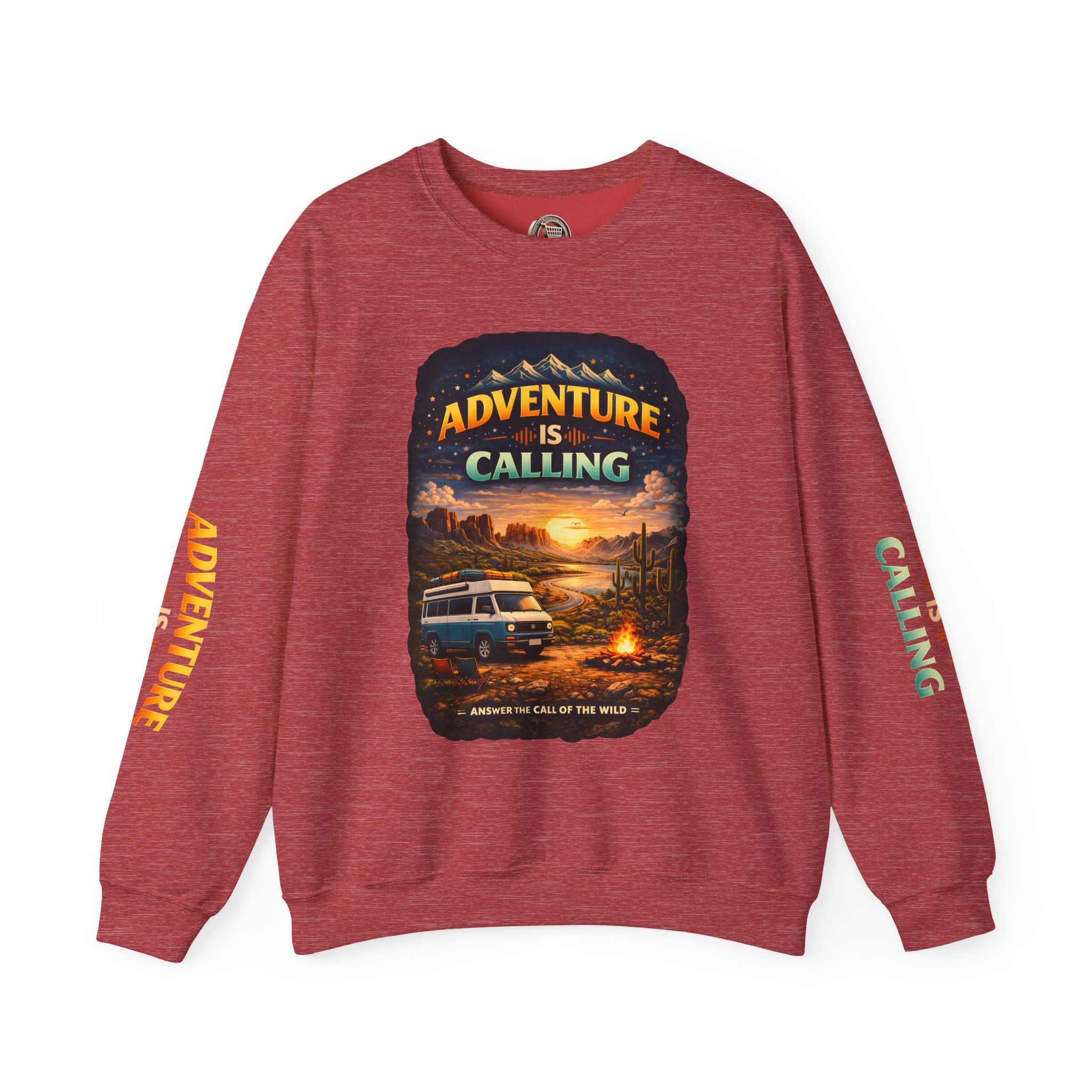 Unisex Heavy Blend™ Crewneck Sweatshirt — "Adventure Is Calling" Design Scenic-Line