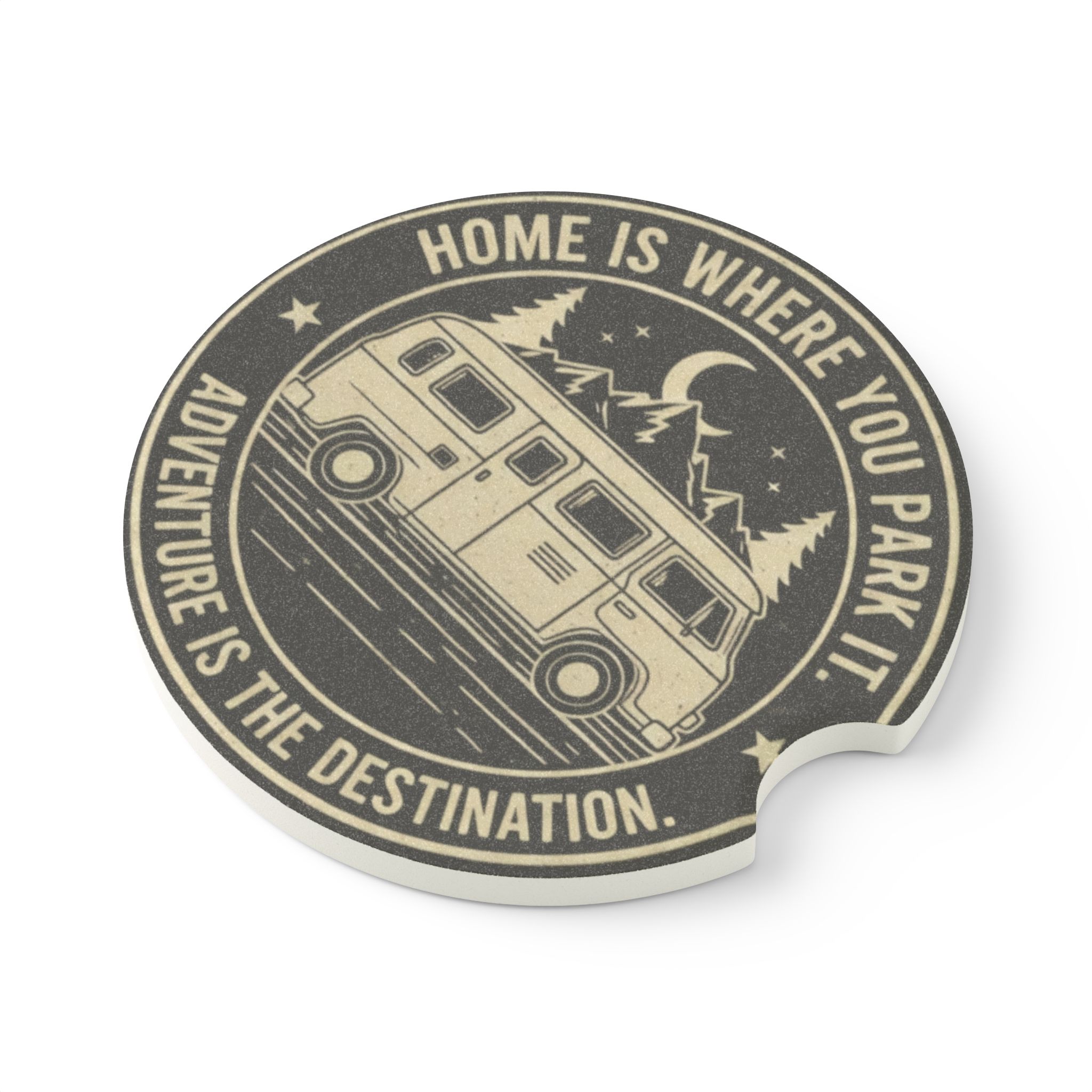 Soapstone Car Coaster — "Home Is Where You Park It"