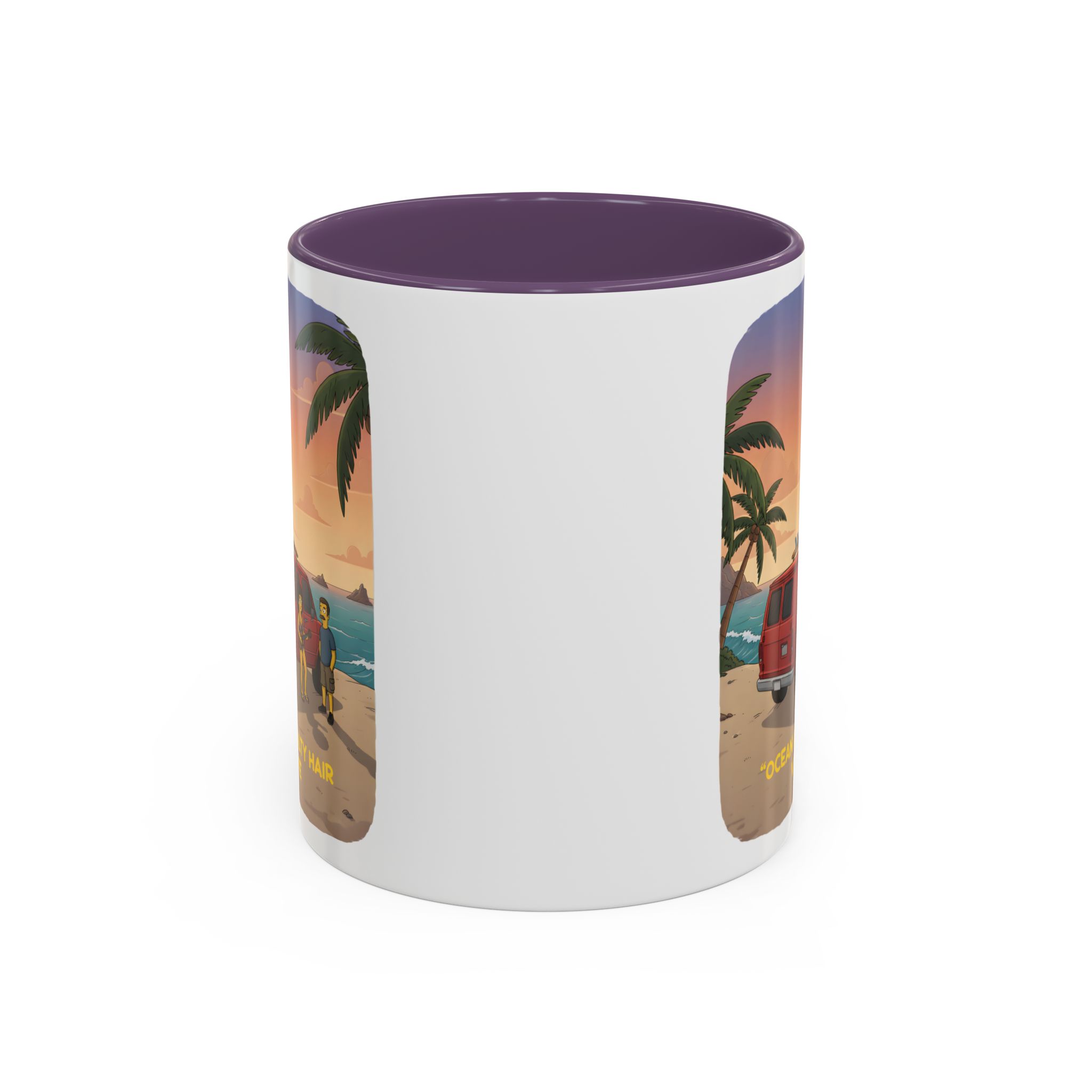 Accent Coffee Mug (11, 15oz) — "Ocean Air Salty Hair Van Life" Design Sitcom-Line