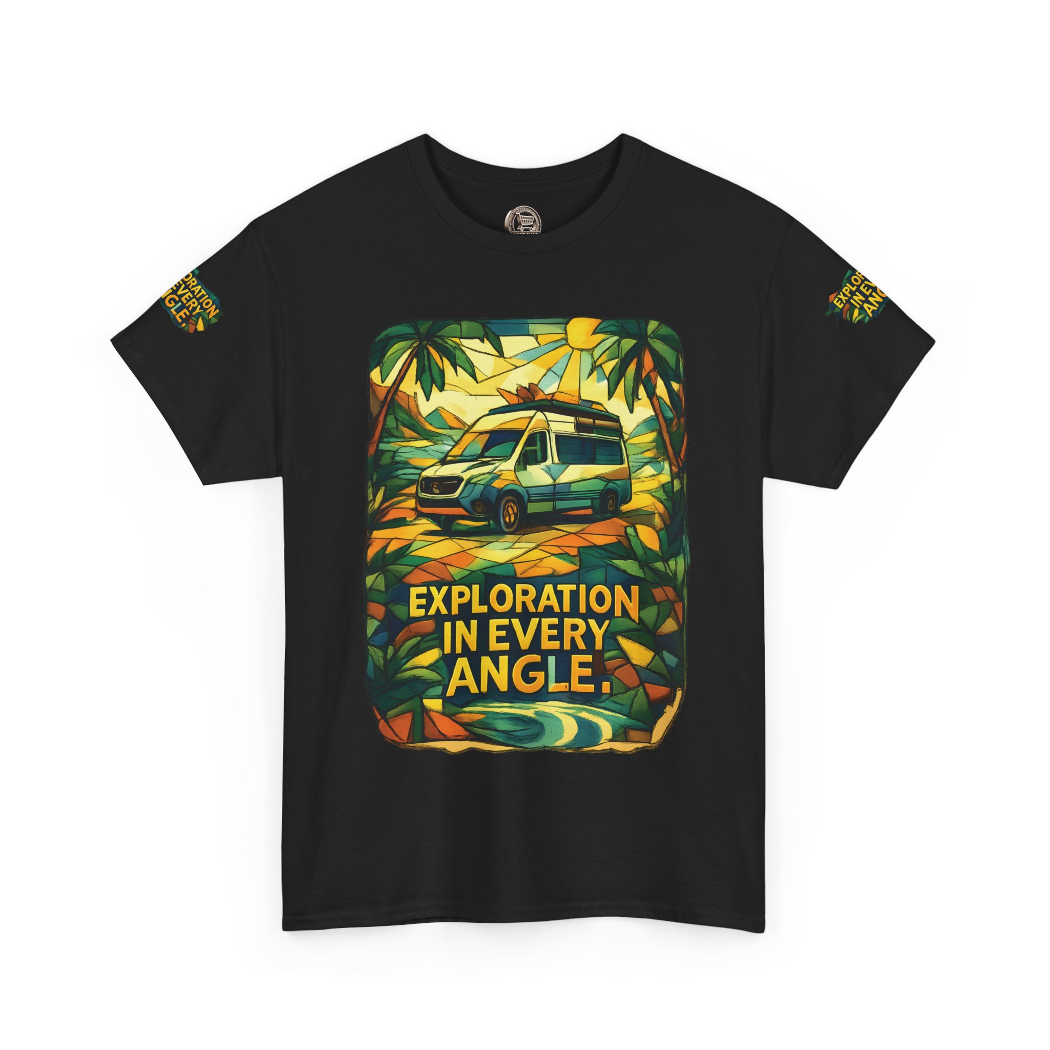 Unisex Heavy Cotton Tee — "Exploration In Every Angle" Design Cubic-Line