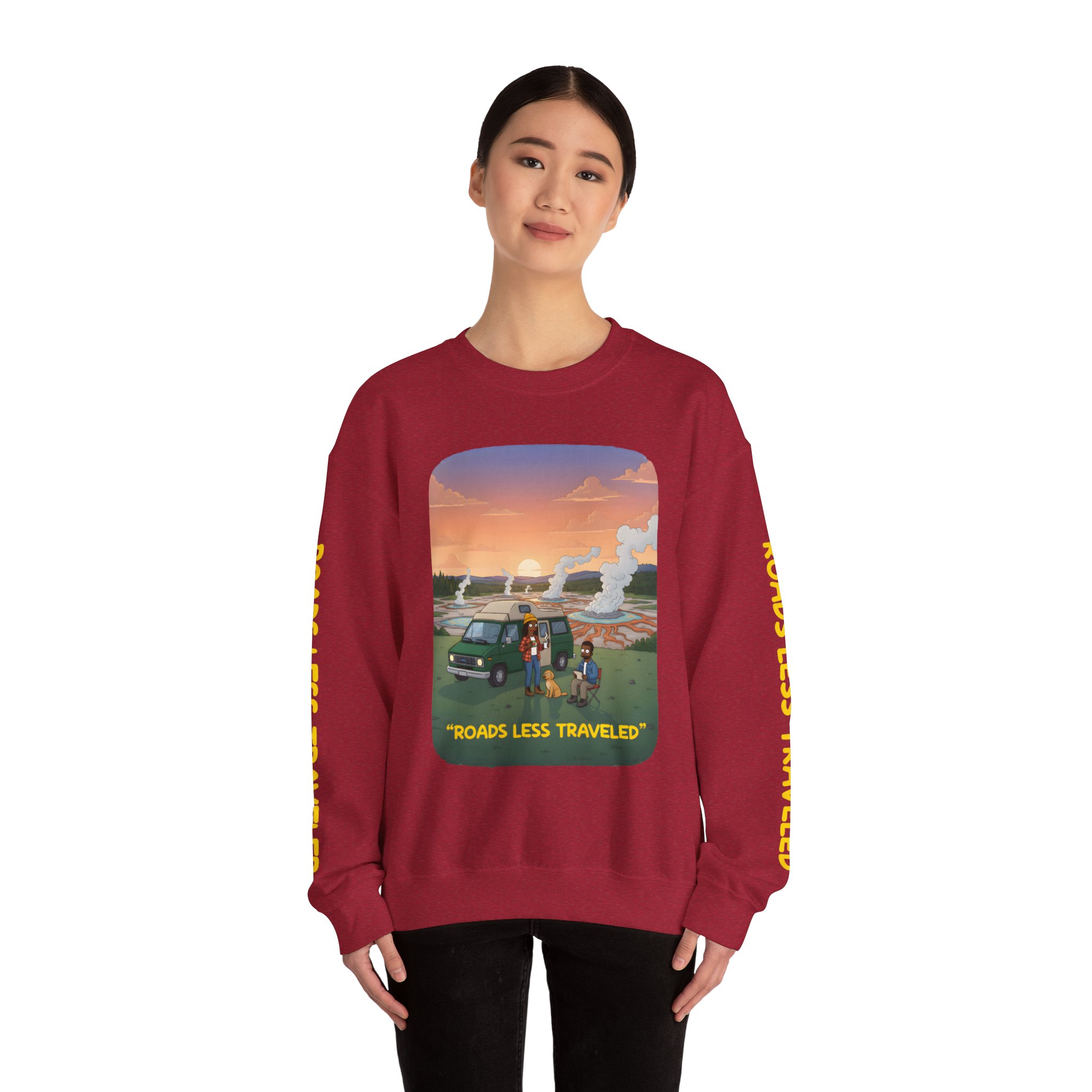 Unisex Heavy Blend™ Crewneck Sweatshirt — "Roads Less Traveled" Design Sitcom-Line