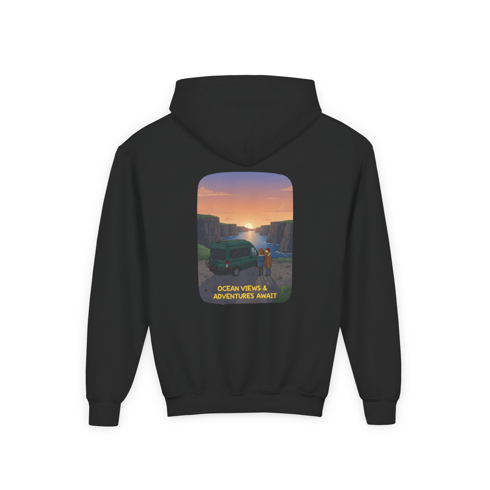 15436344653086648275_2048.jpeg Youth Hoodie(Gildan) – "Ocean Views-Adventures Awaits" (Design Sitcom-Line)