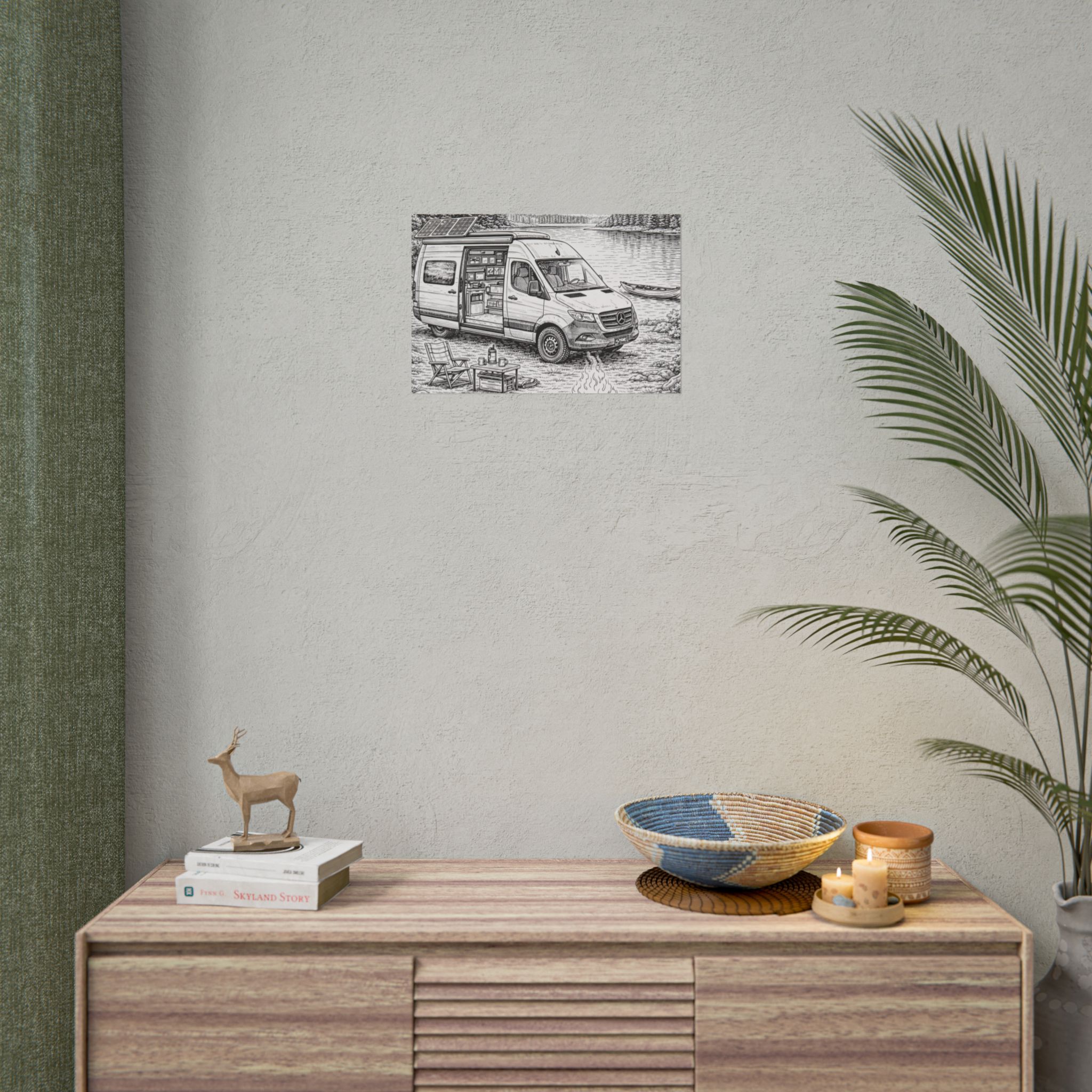 Campervan Poster — Vintage RV Camping Landscape Wall Art