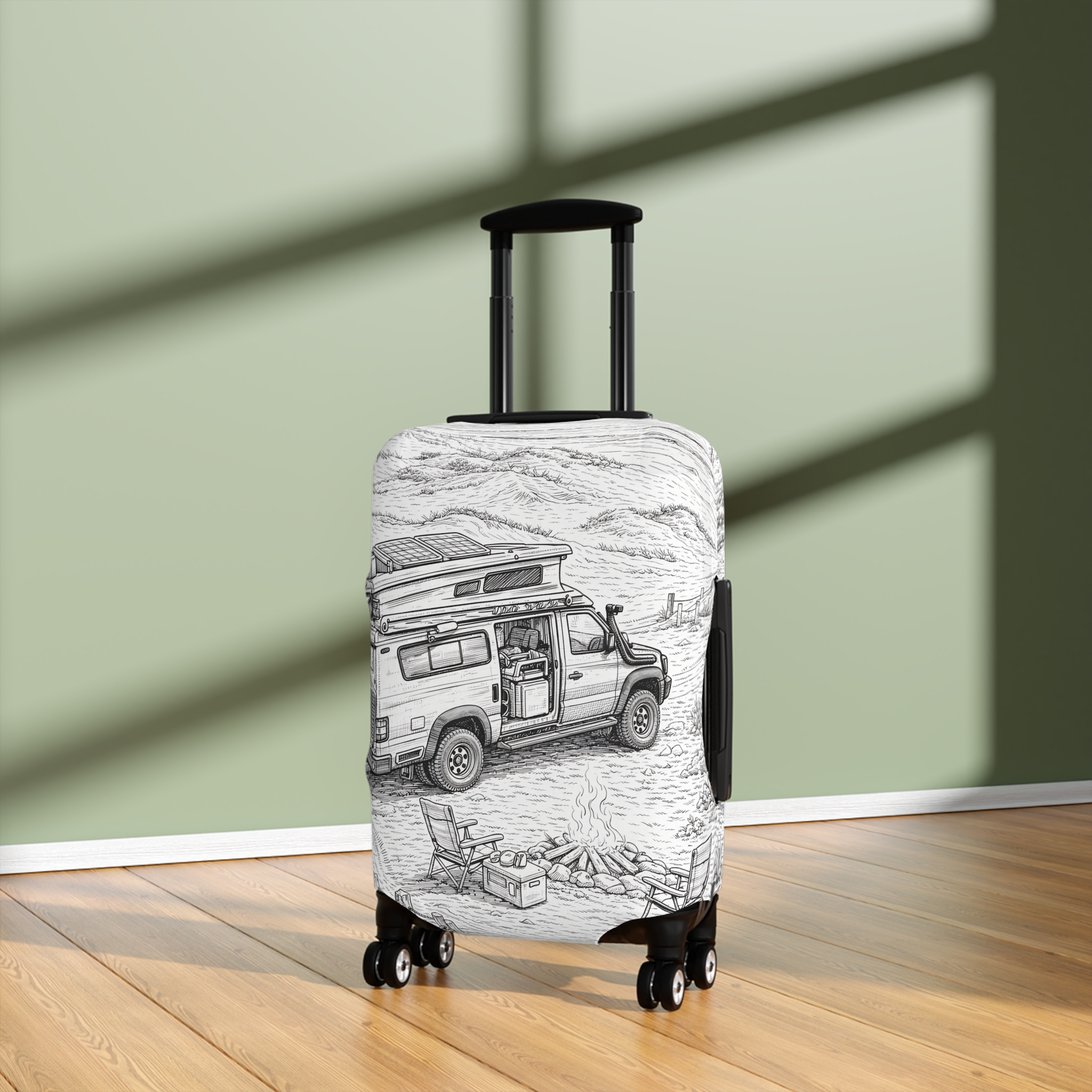 Luggage Cover — Adventure Camper Sketch Travel Suitcase