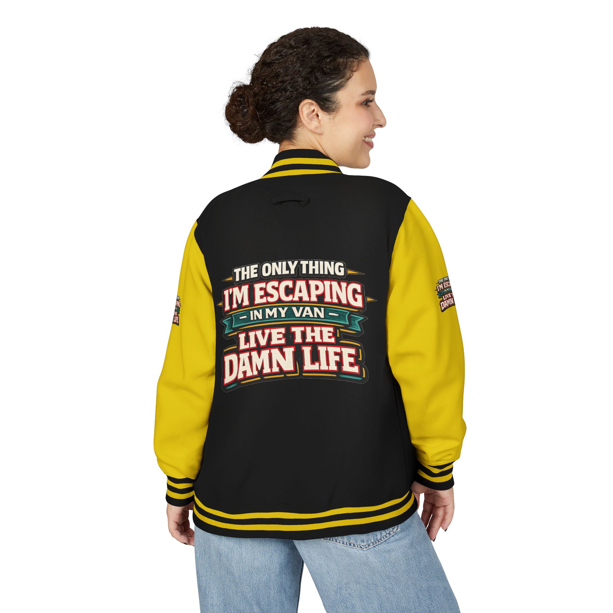 Unisex Heavyweight Letterman Jacket — "The Only Thing I´m Escaping" Design F**K-Line