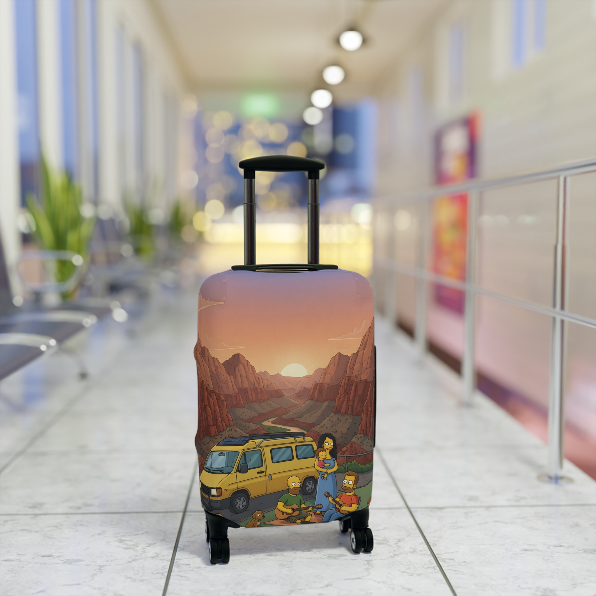 Luggage Cover — Adventure Camper Sketch Travel Suitcase(Design Sitcom-Line)