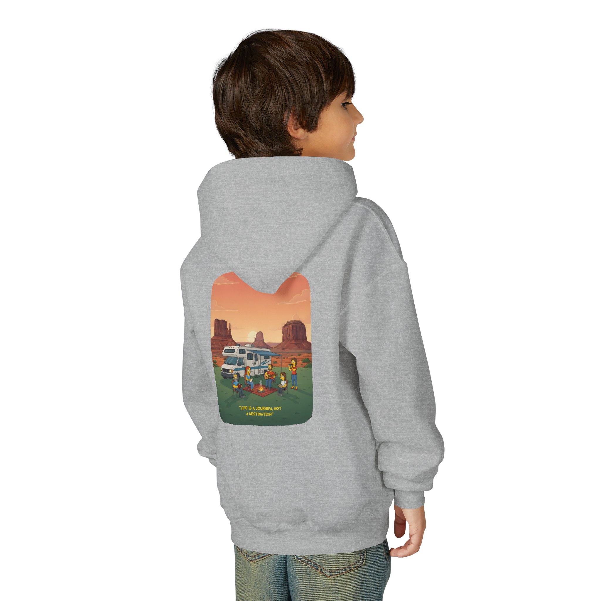 Youth Hoodie(Gildan) – "Life Is A Journey-Not A Destination" (Design Sitcom-Line)