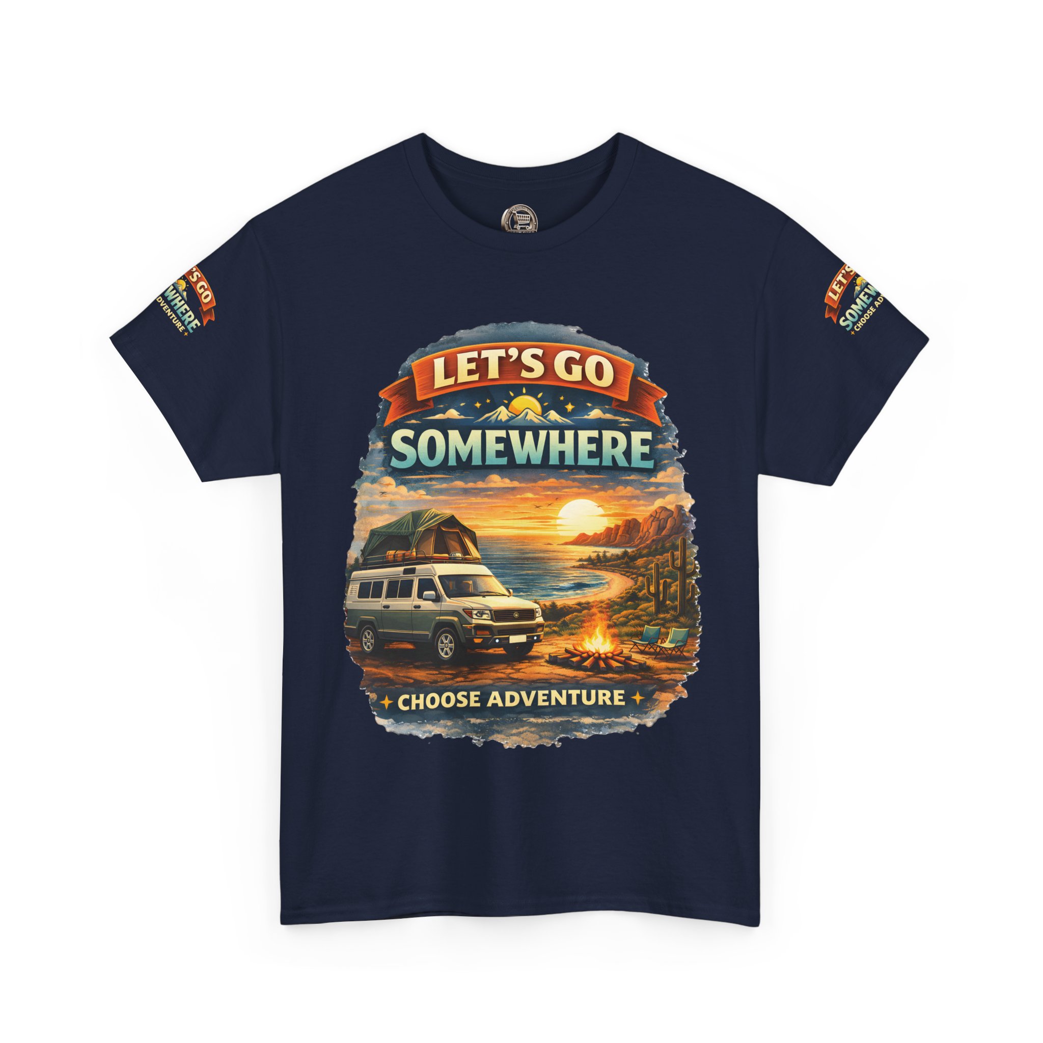 Unisex Heavy Cotton Tee — "Lets Go Somewhere" Design Scenic-Line