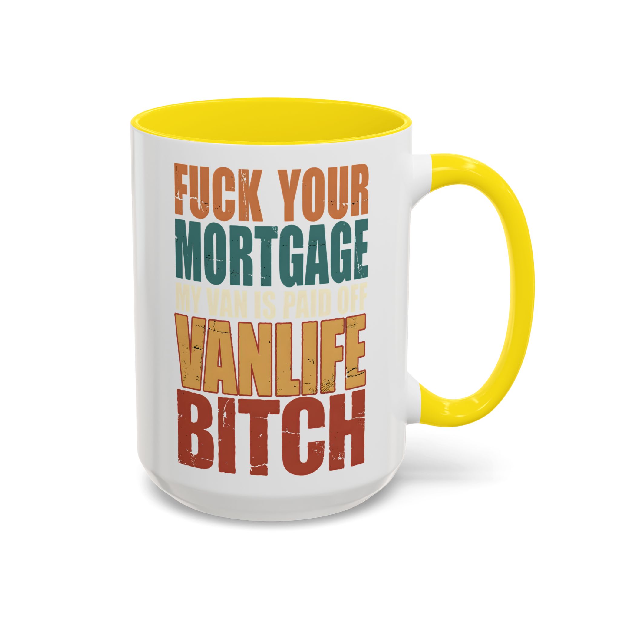 Accent Coffee Mug (11, 15oz) — "Fuck Your Mortgage" Design F**K-Line