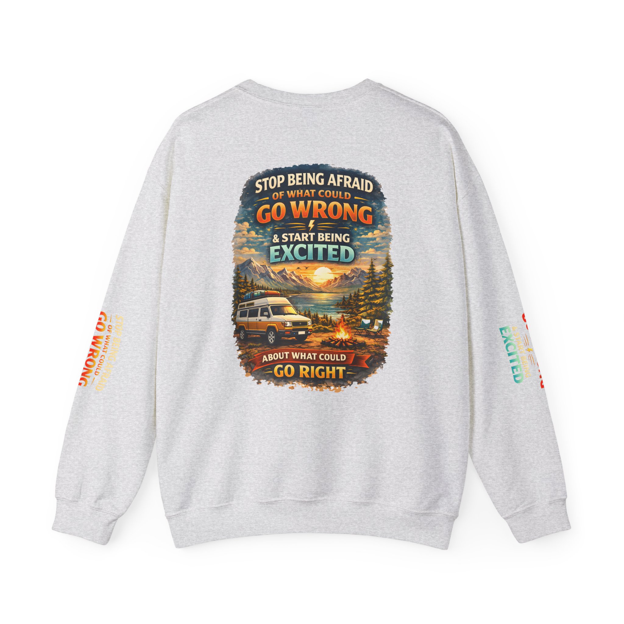 Unisex Heavy Blend™ Crewneck Sweatshirt — "Stop Being Afraid Of What Could Go Wrong" Design Scenic-Line