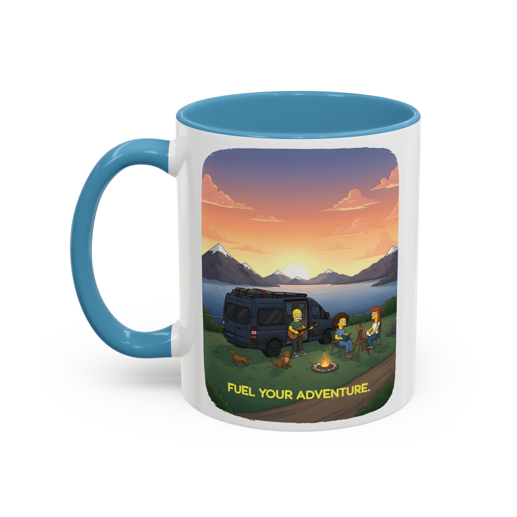 Accent Coffee Mug (11, 15oz) — "Fuel Your Adventure" Design Sitcom-Line