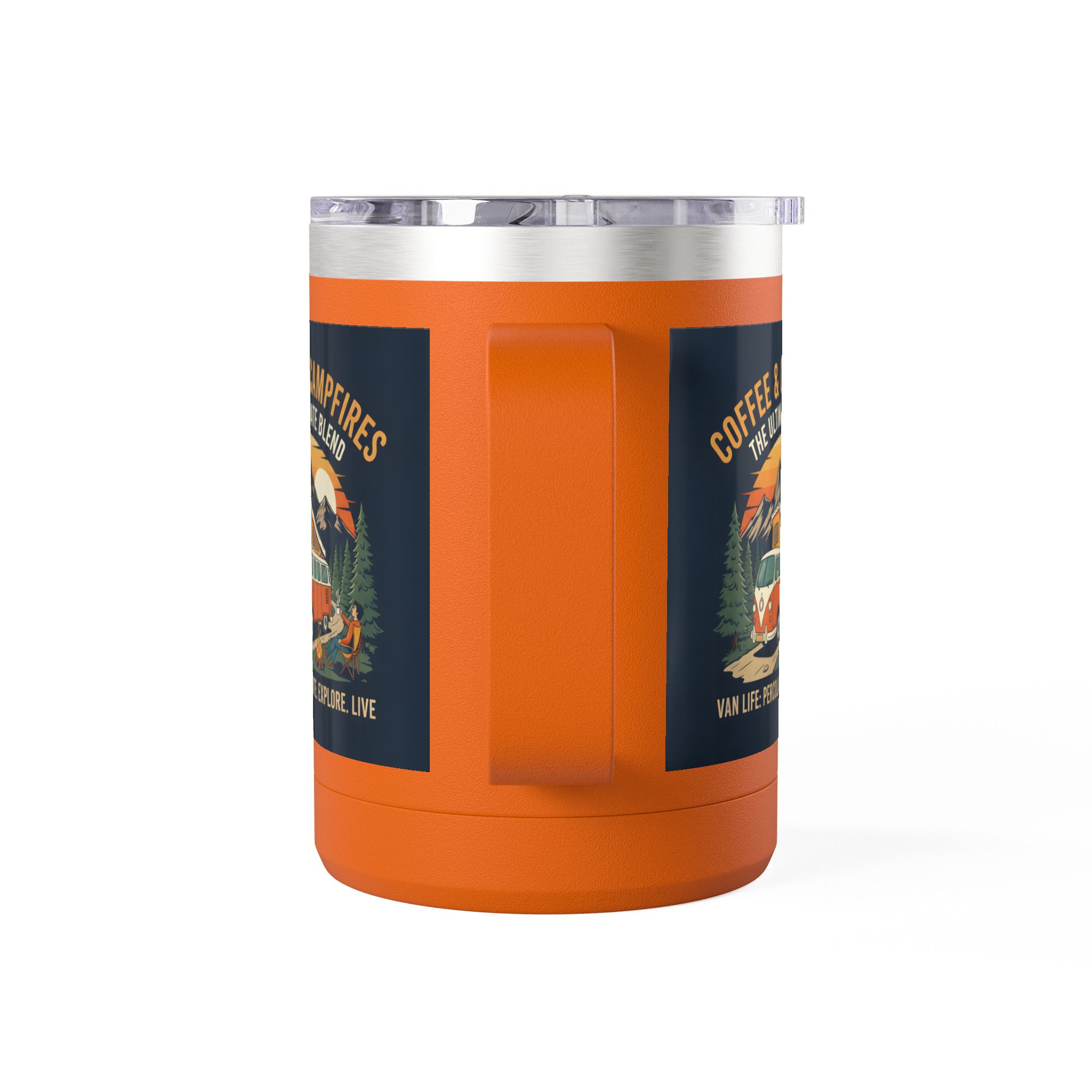 Coffee Mug Tumbler, 15oz — “Coffee & Campfires: The Ultimate Blend”