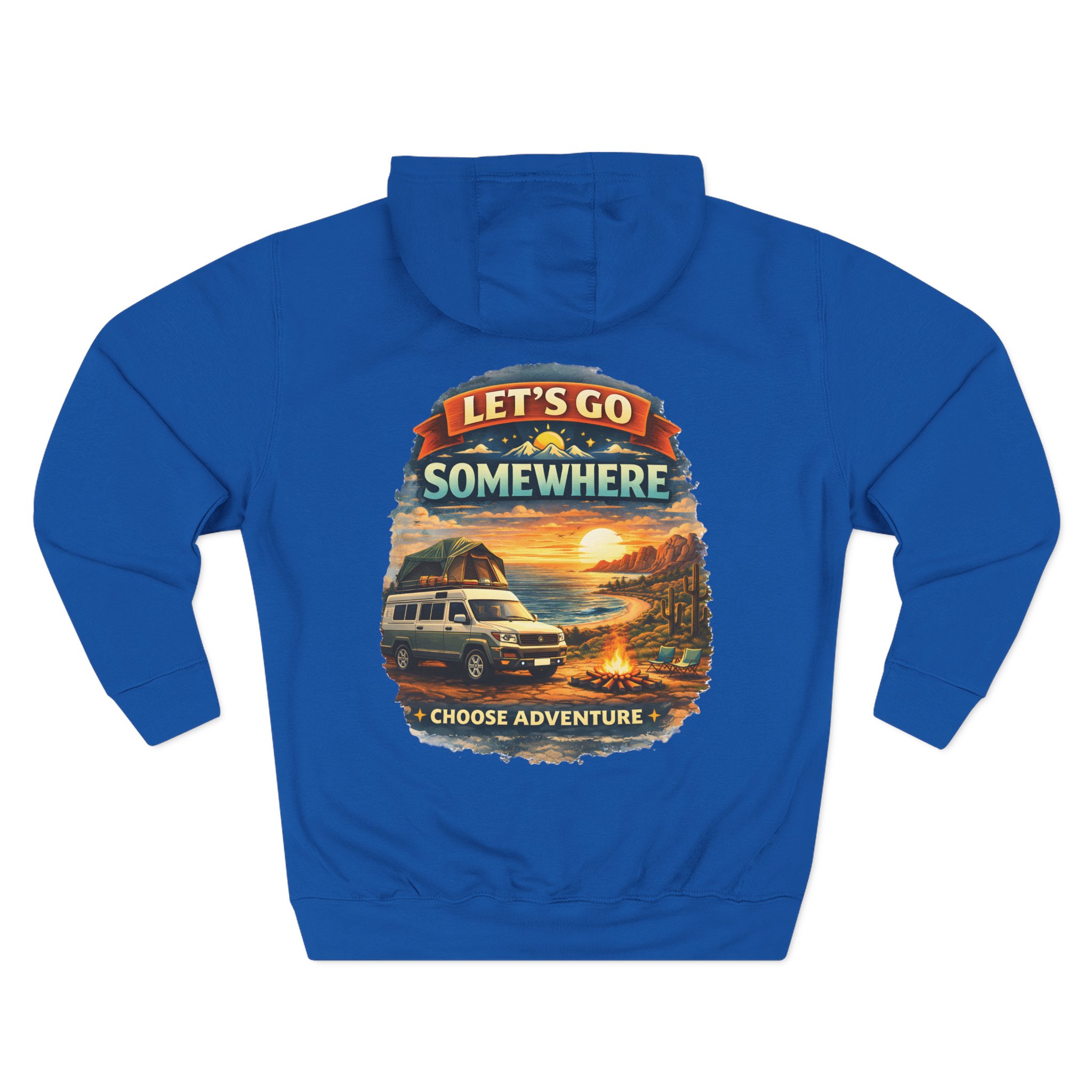 Three-Panel Fleece Hoodie - "Lets Go Somewhere" Design Scenic-Line