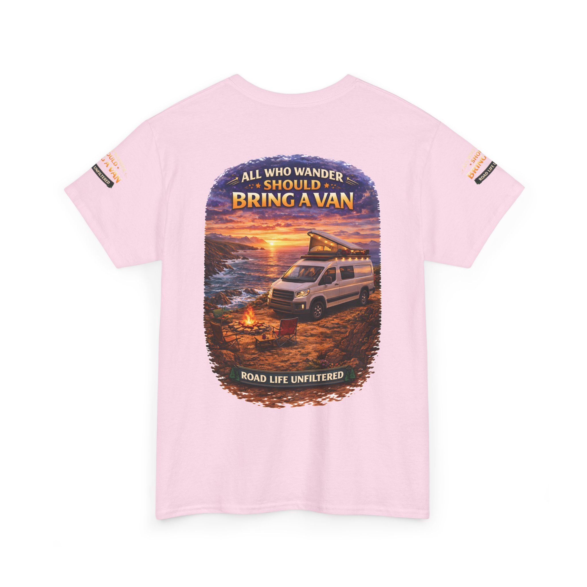 Unisex Heavy Cotton Tee — "All Who wander Should Bring A Van" Design Scenic-Line